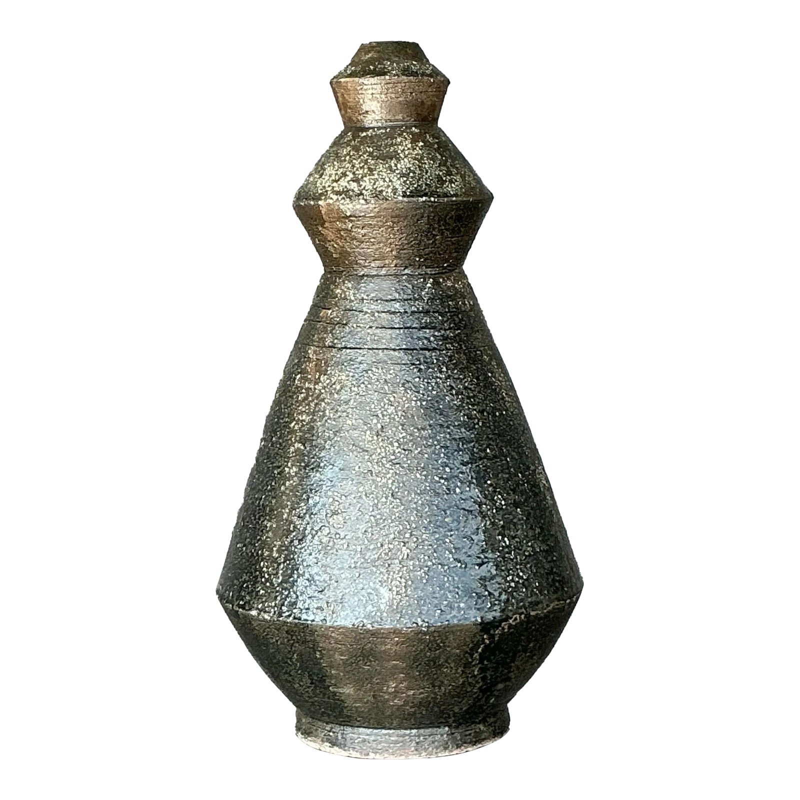 Vintage Boho Original Studio Pottery Scored Vase