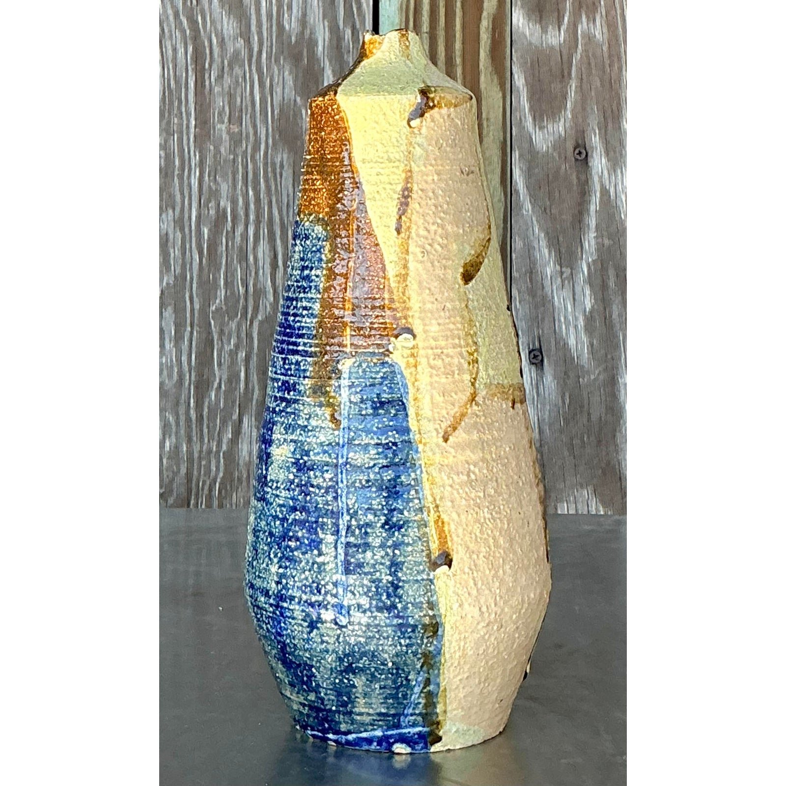 Vintage Boho Original Studio Pottery Vase - Side view