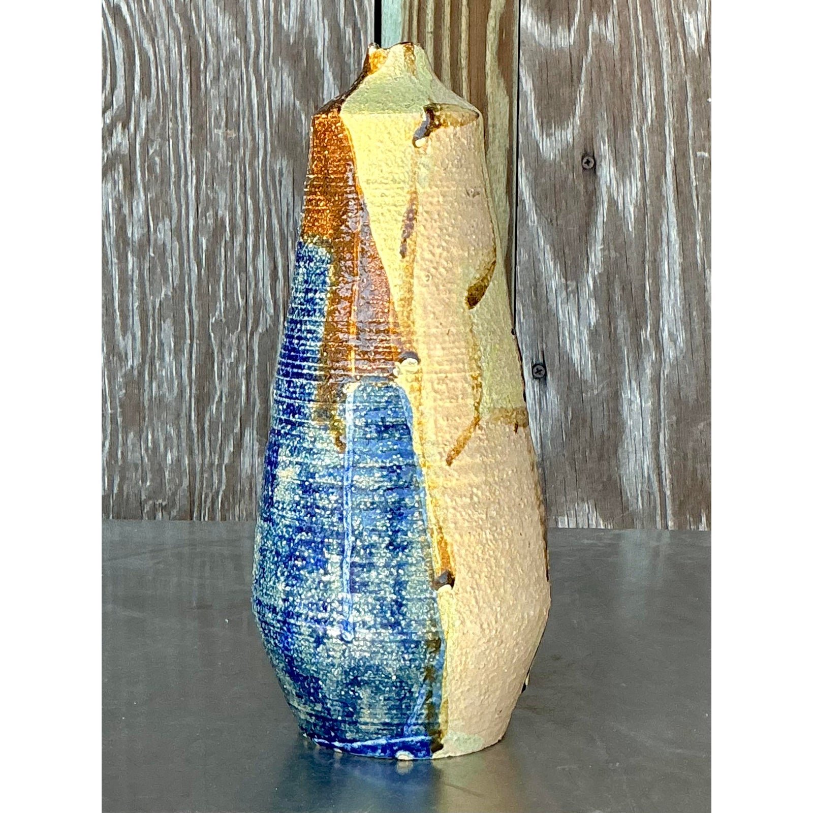 Vintage Boho Original Studio Pottery Vase - Back view