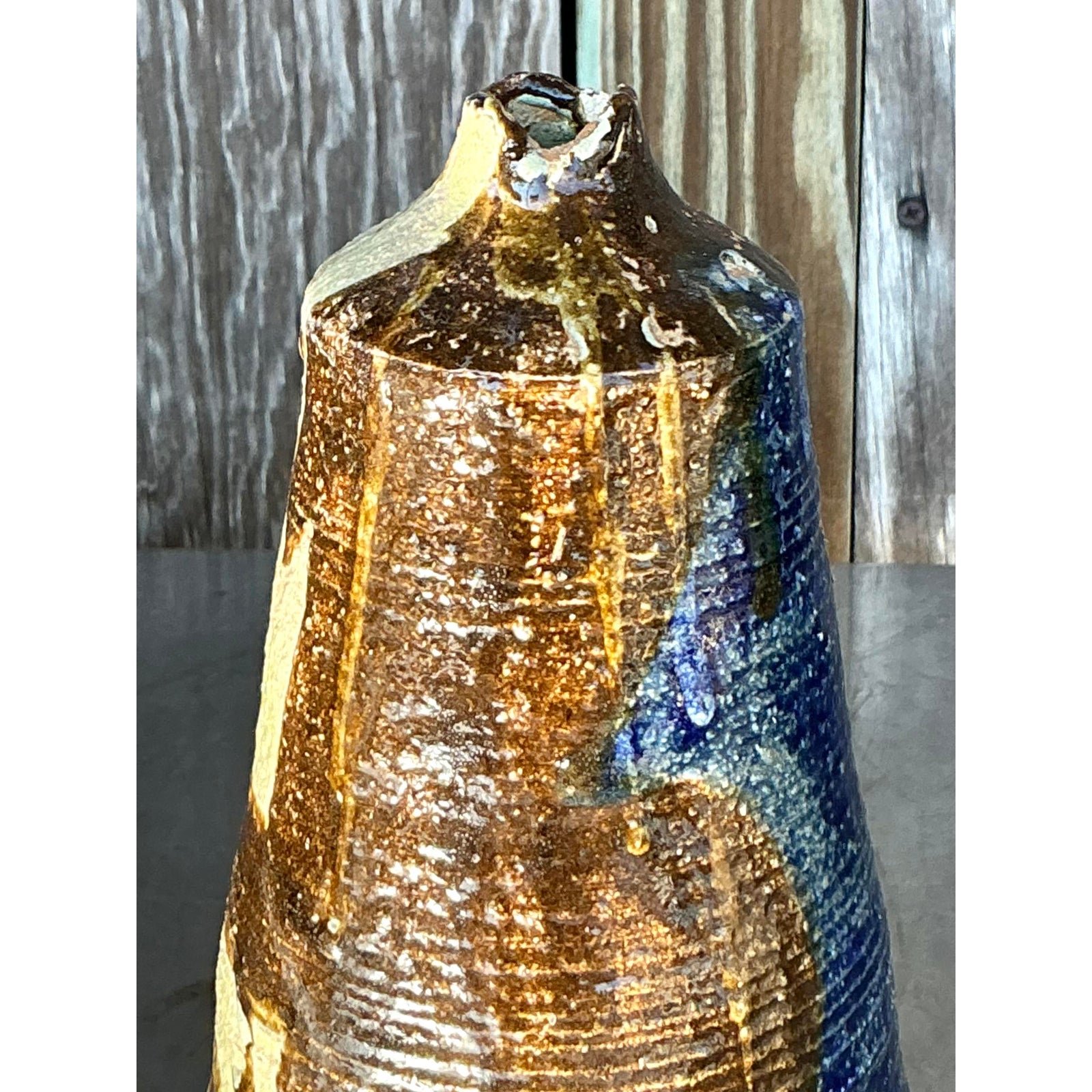 Vintage Boho Original Studio Pottery Vase - Top view