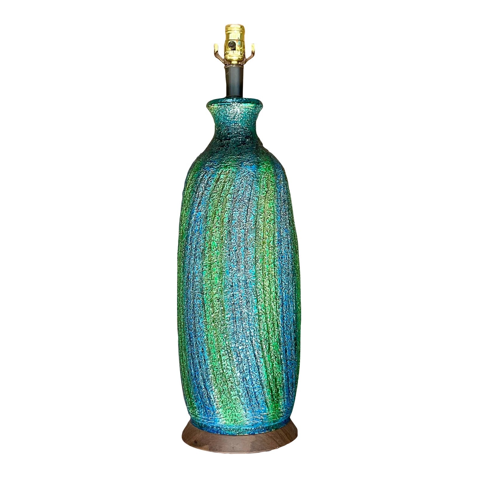 Vintage Midcentury Textured Stripe Table Lamp