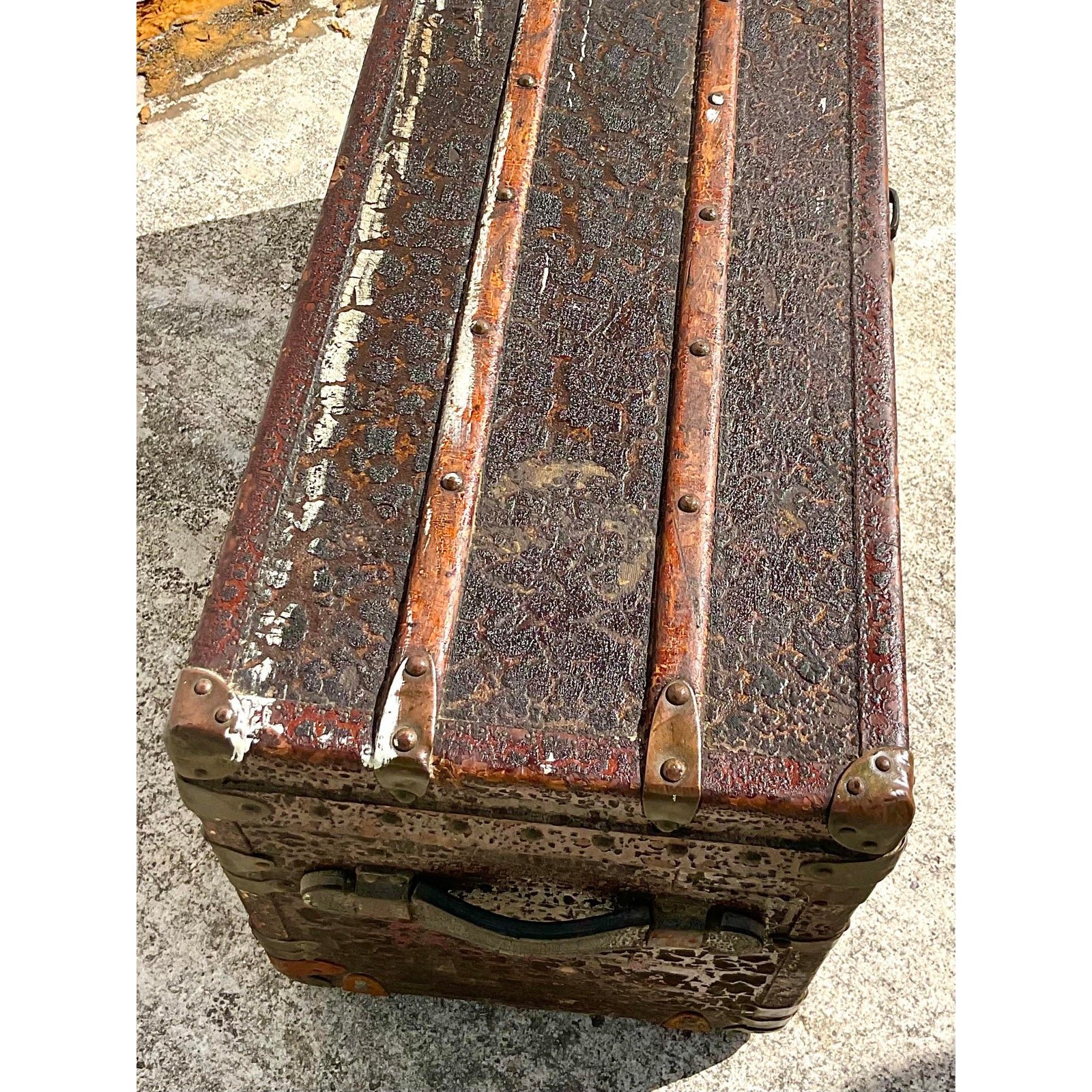 Vintage Boho Louis Vuitton Steamer Trunk - Back view