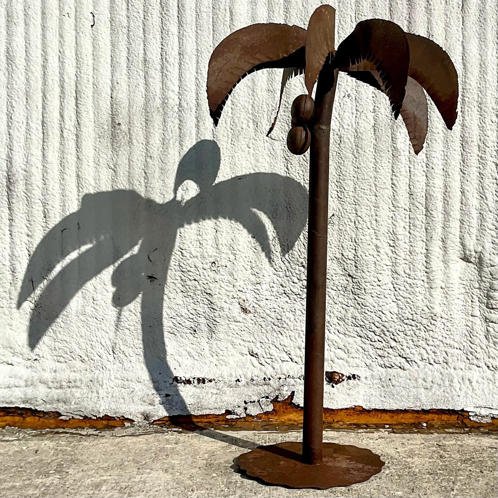Vintage Monumental Patinated Metal Palm Tree - Side view