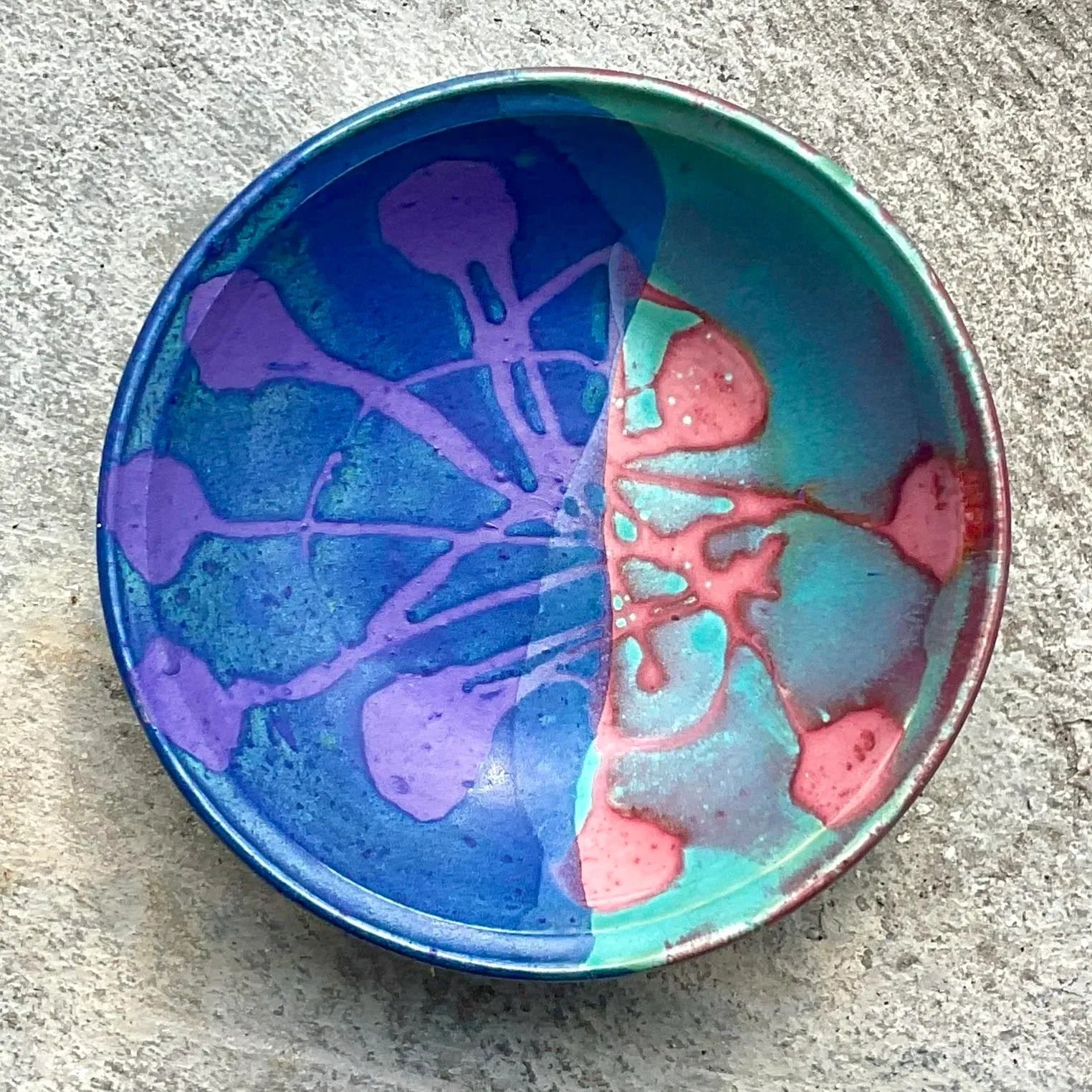 Vintage Boho Signed Studio Pottery Bowl - Back view