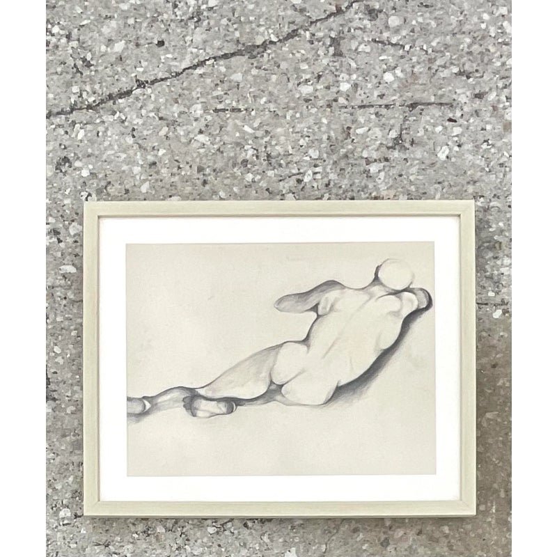 Vintage Boho 1930s Pencil Sketch of Man - Side view