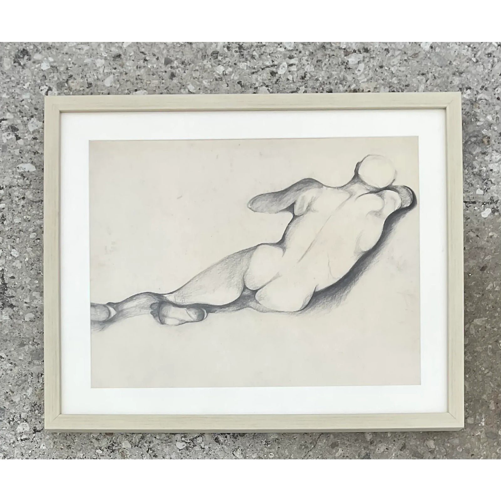 Vintage Boho 1930s Pencil Sketch of Man - Detail view