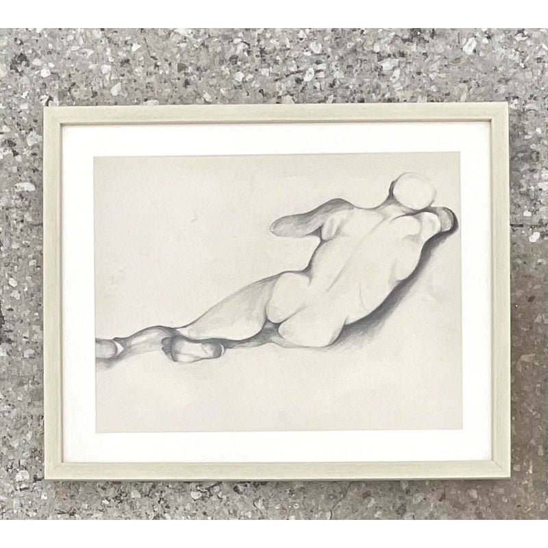 Vintage Boho 1930s Pencil Sketch of Man - Top view