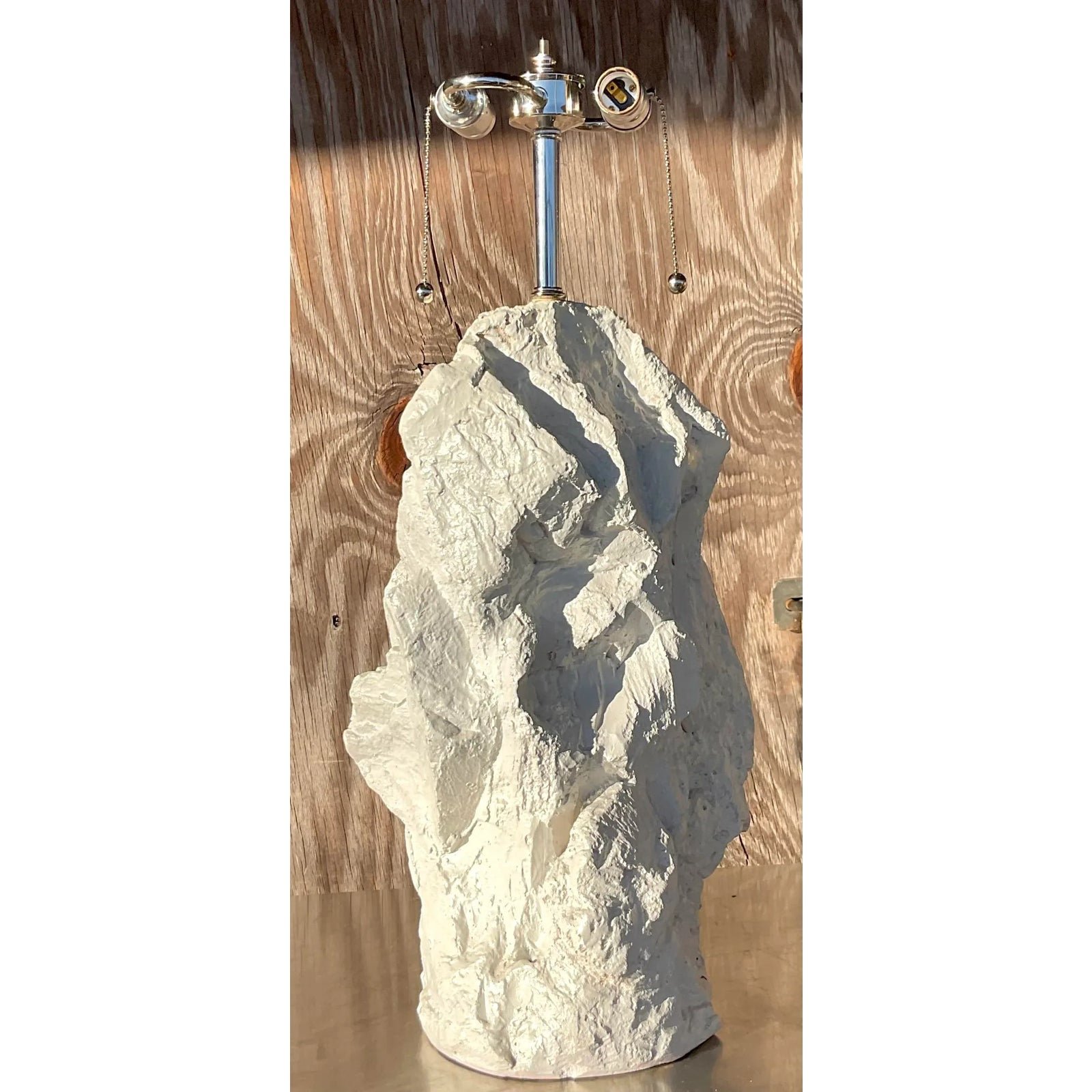 Vintage Boho Plaster Rock Lamp After Sirmos - Back view