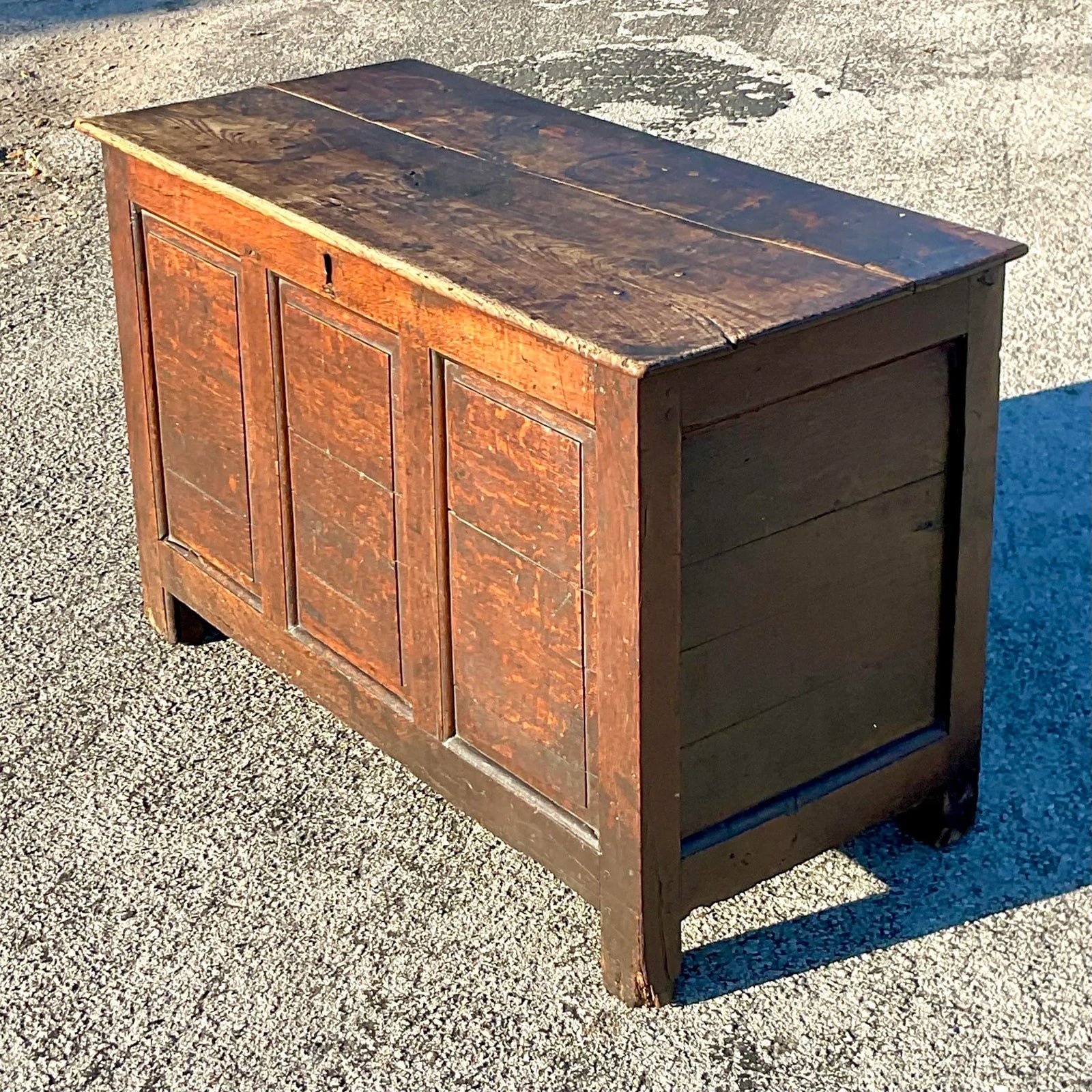 Vintage Rustic 19th Century Blanket Chest - Back view