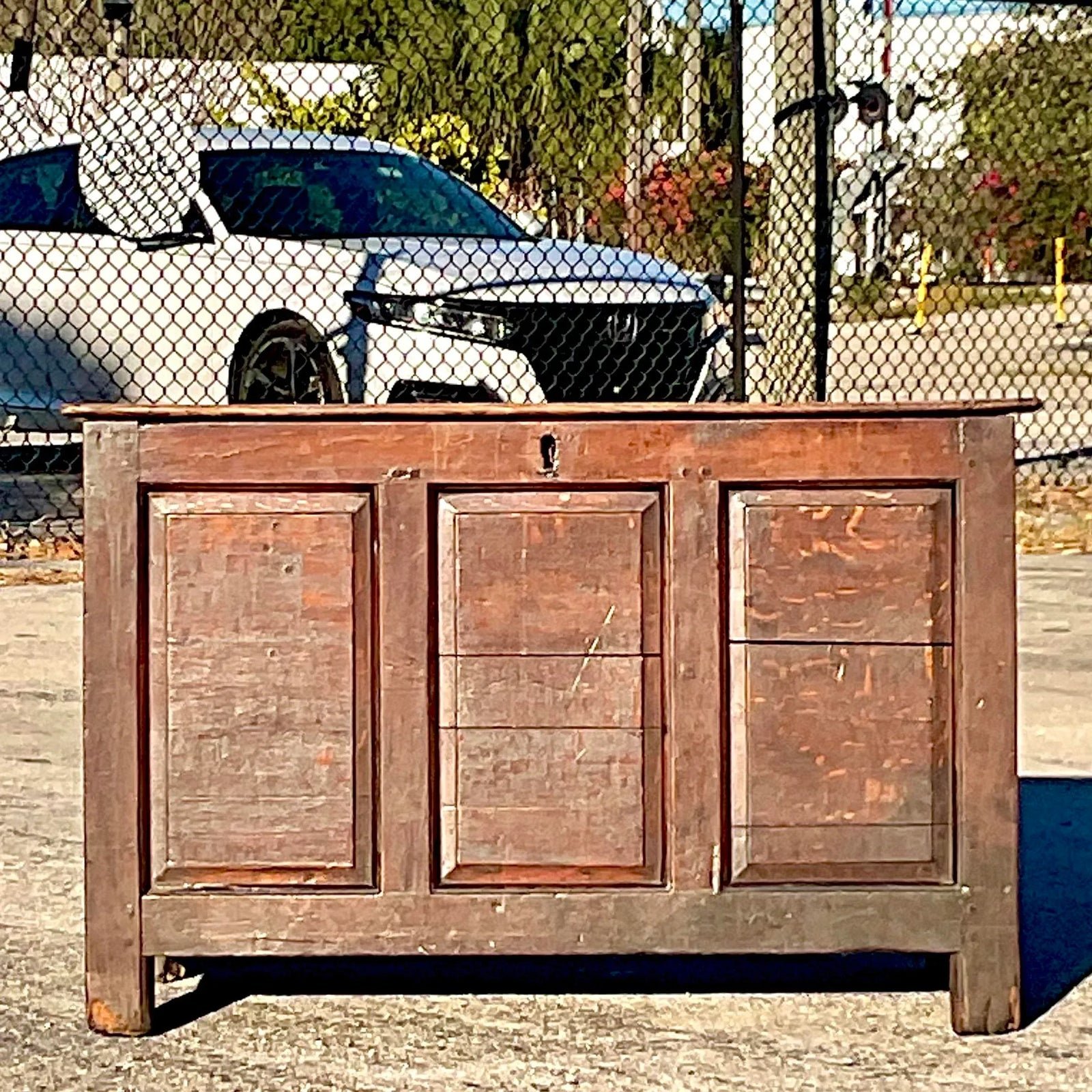 Vintage Rustic 19th Century Blanket Chest - Side view