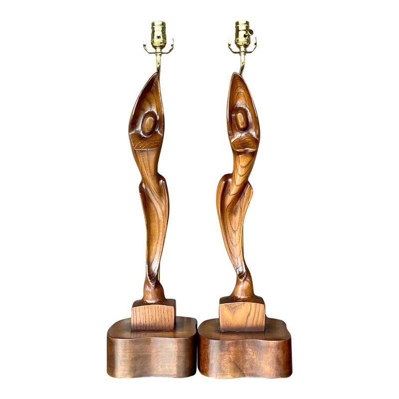 Vintage Boho Sculptural Figure Lamps by Yasha Heifetz - a Pair