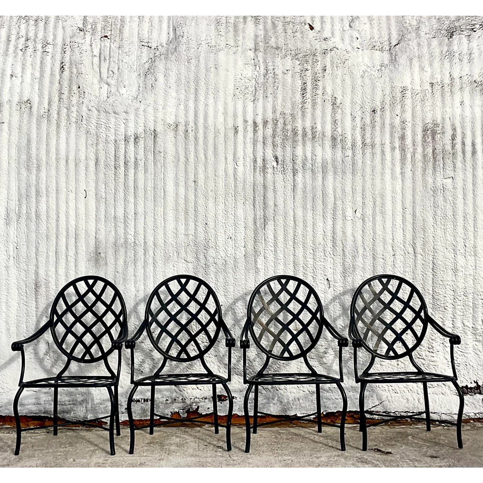 Vintage Coastal Brown Jordan “Grenada” Aluminum Dining Chairs - Set of 4 - Side view