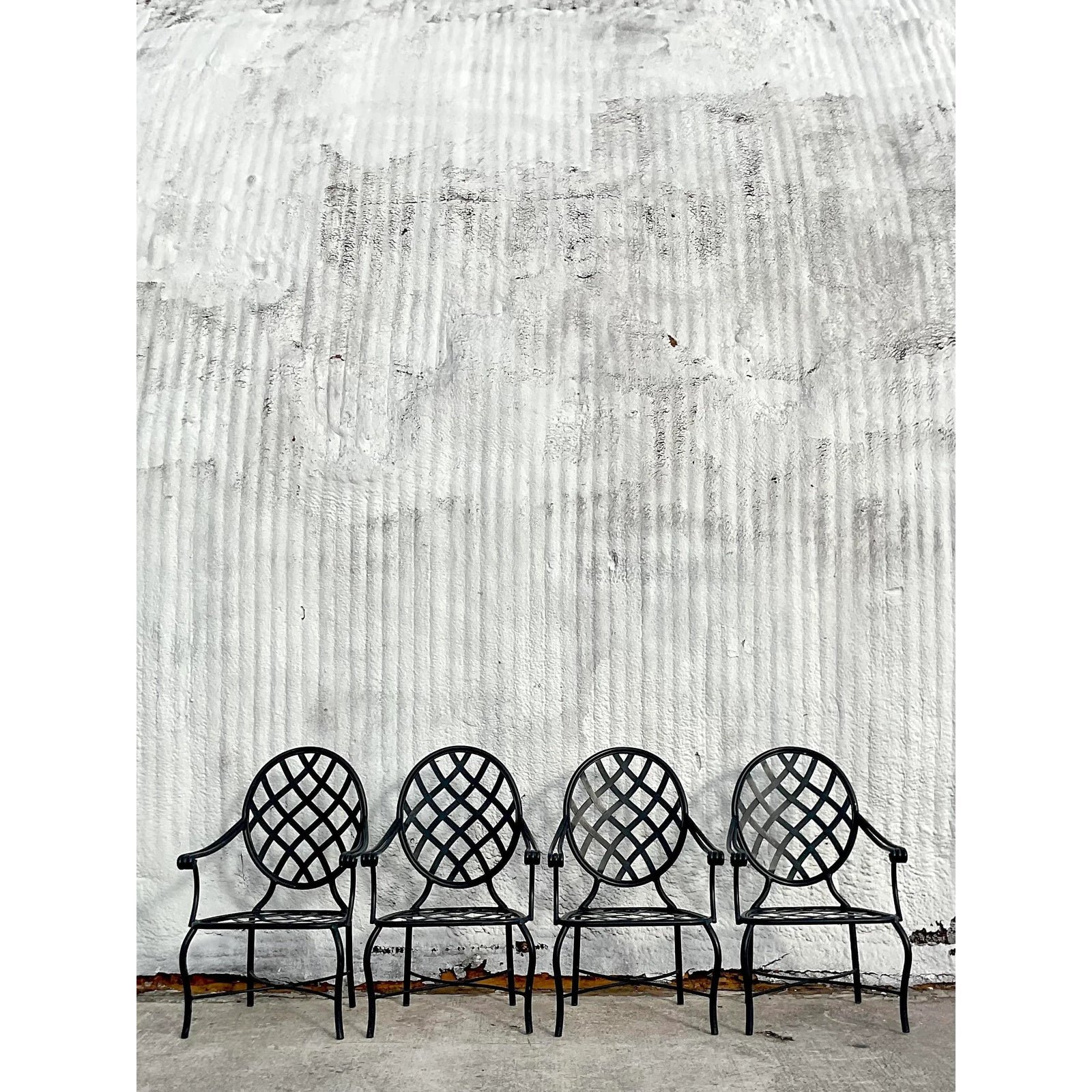 Vintage Coastal Brown Jordan “Grenada” Aluminum Dining Chairs - Set of 4 - Back view
