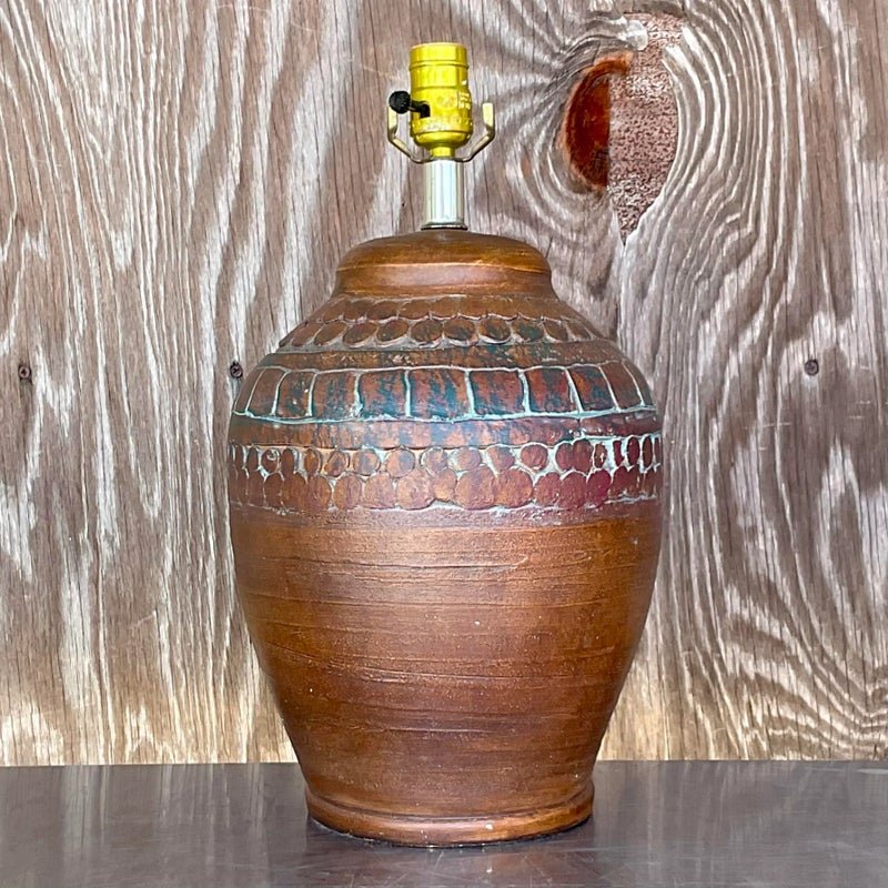 Vintage Boho Ceramic Circles Lamp - Side view