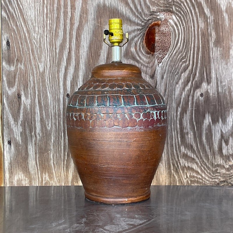 Vintage Boho Ceramic Circles Lamp - Back view