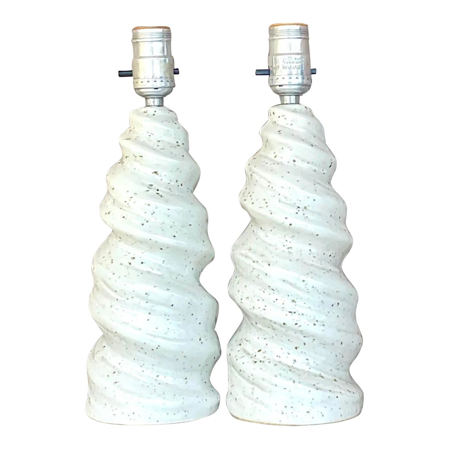 Vintage Glazed Ceramic Twist Table Lamps - a Pair