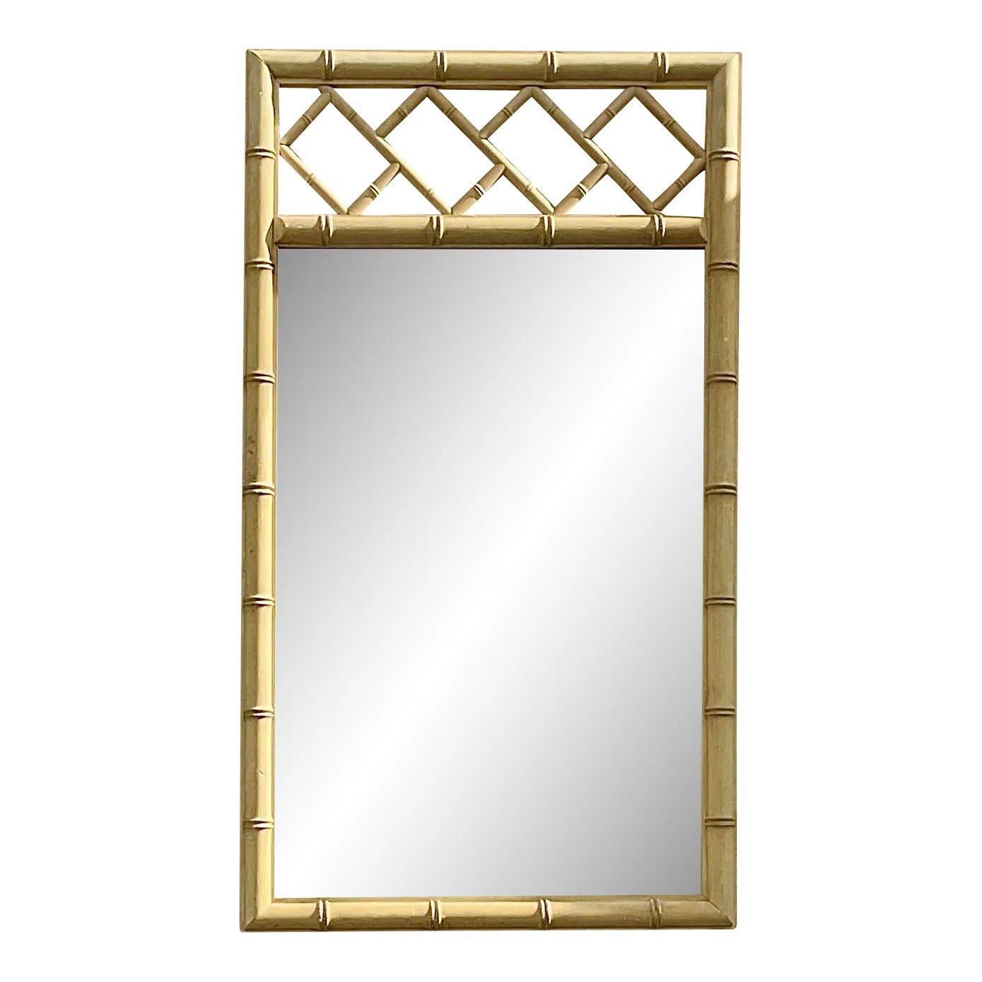Vintage Chinese Chippendale Wood Vertical Mirror
