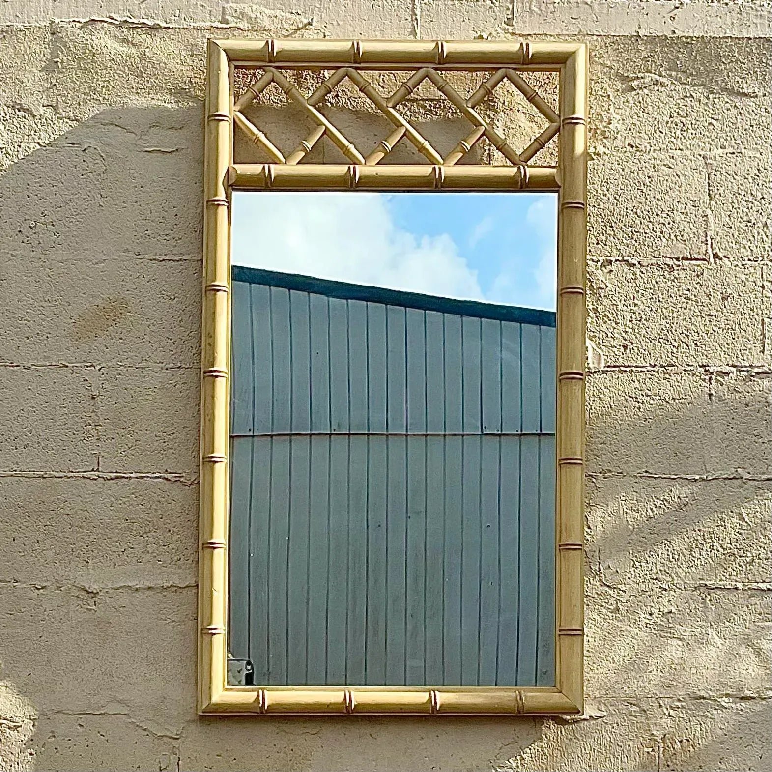 Vintage Chinese Chippendale Wood Vertical Mirror - Side view