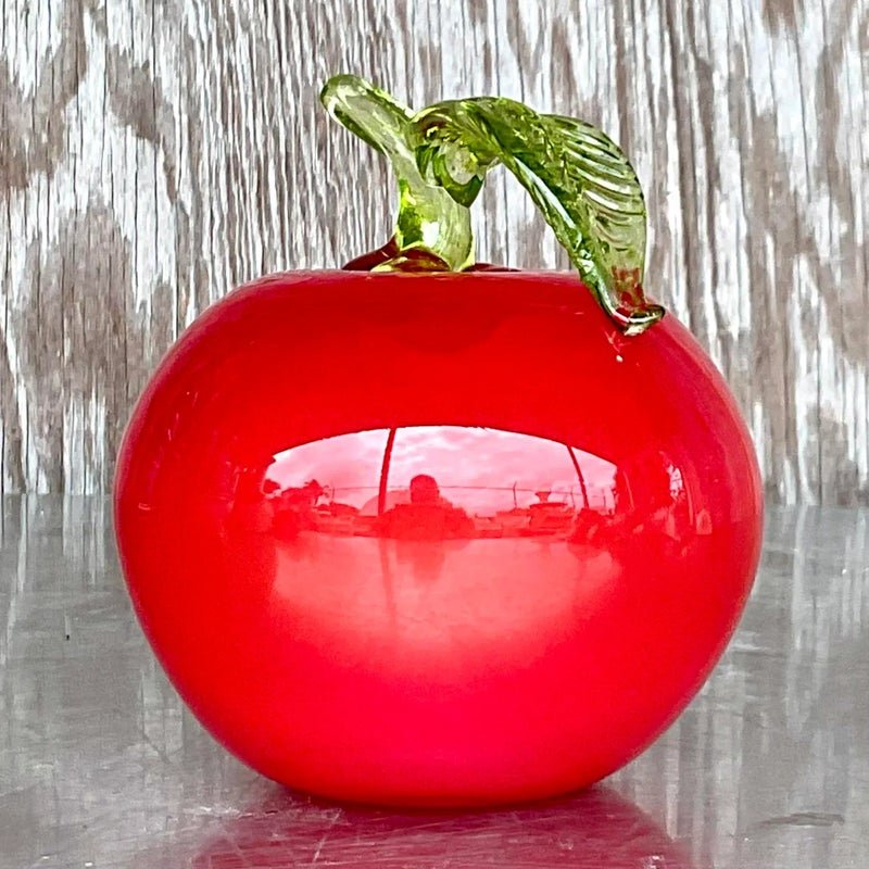 Vintage Postmodern Art Glass Apple - Back view