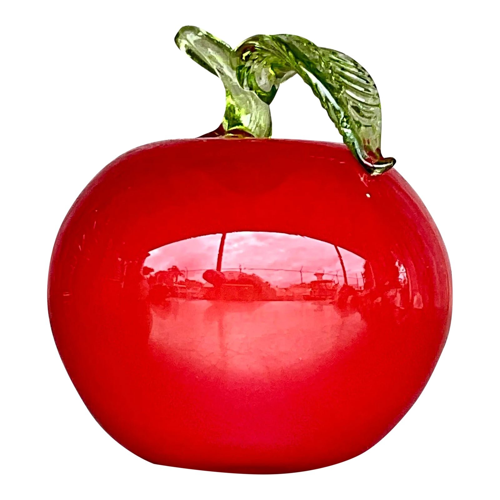 Vintage Postmodern Art Glass Apple