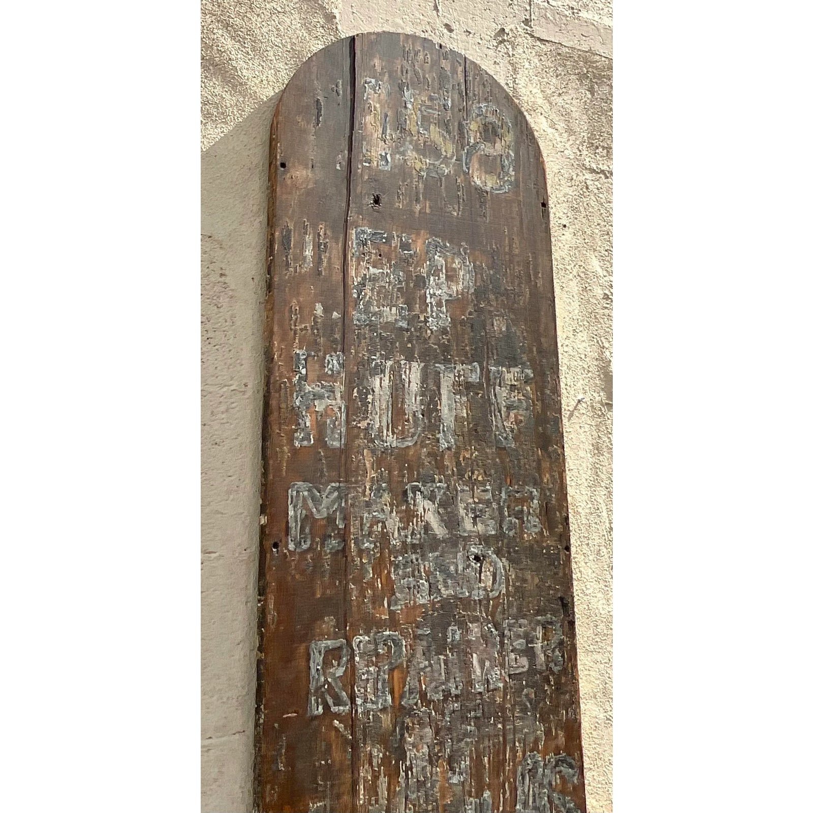 Vintage Boho Folk Art Blade Sign - Side view