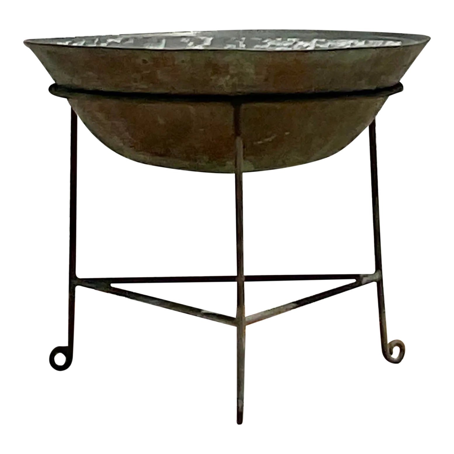 Vintage Boho Patinated Collectors Drum Table
