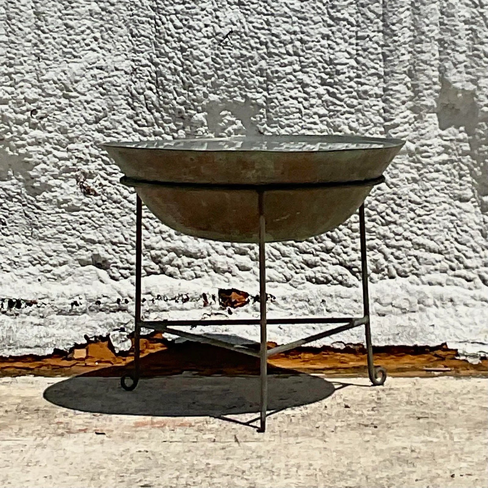 Vintage Boho Patinated Collectors Drum Table - Detail view