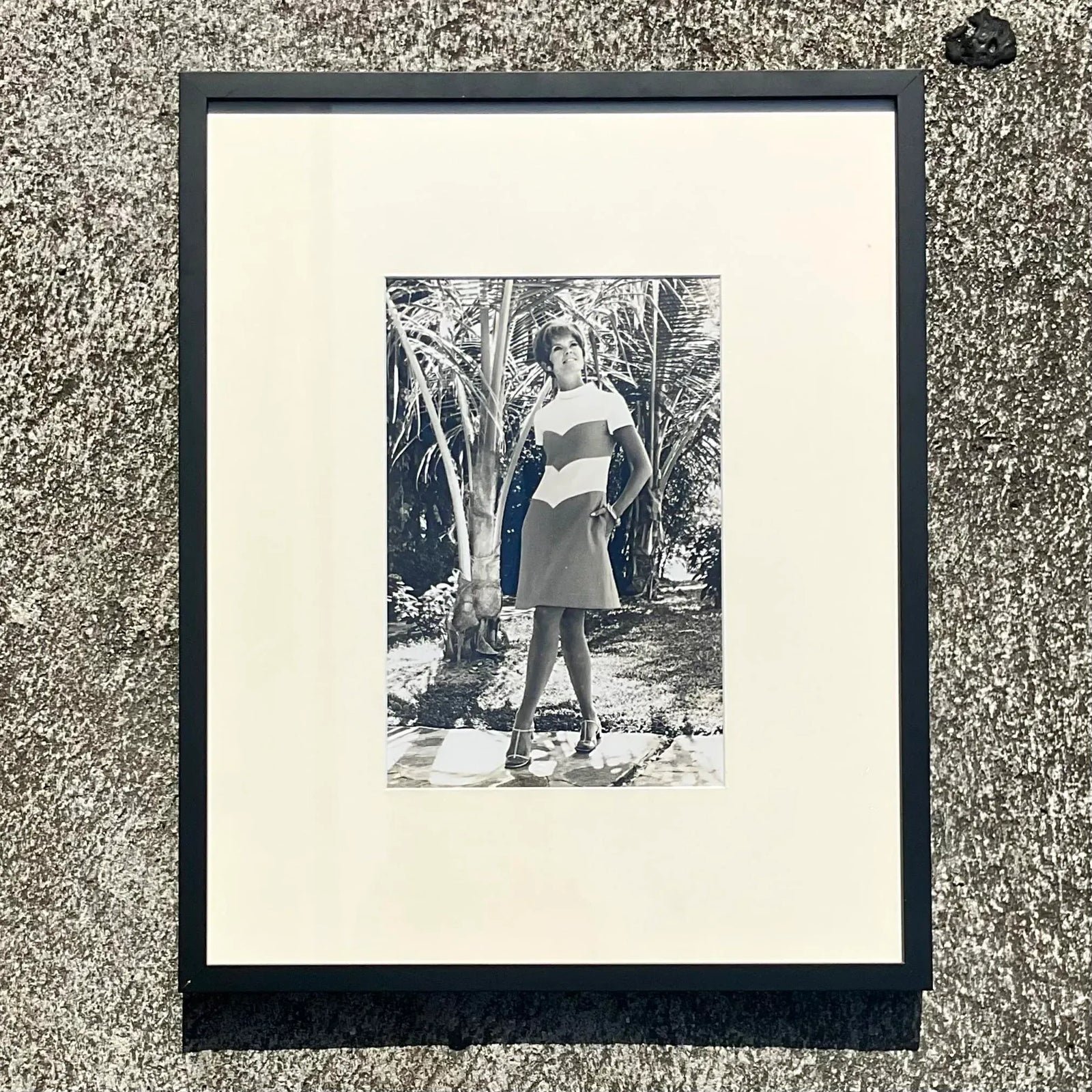 Vintage Boho Black and White 70s Fashion Photograph - Side view