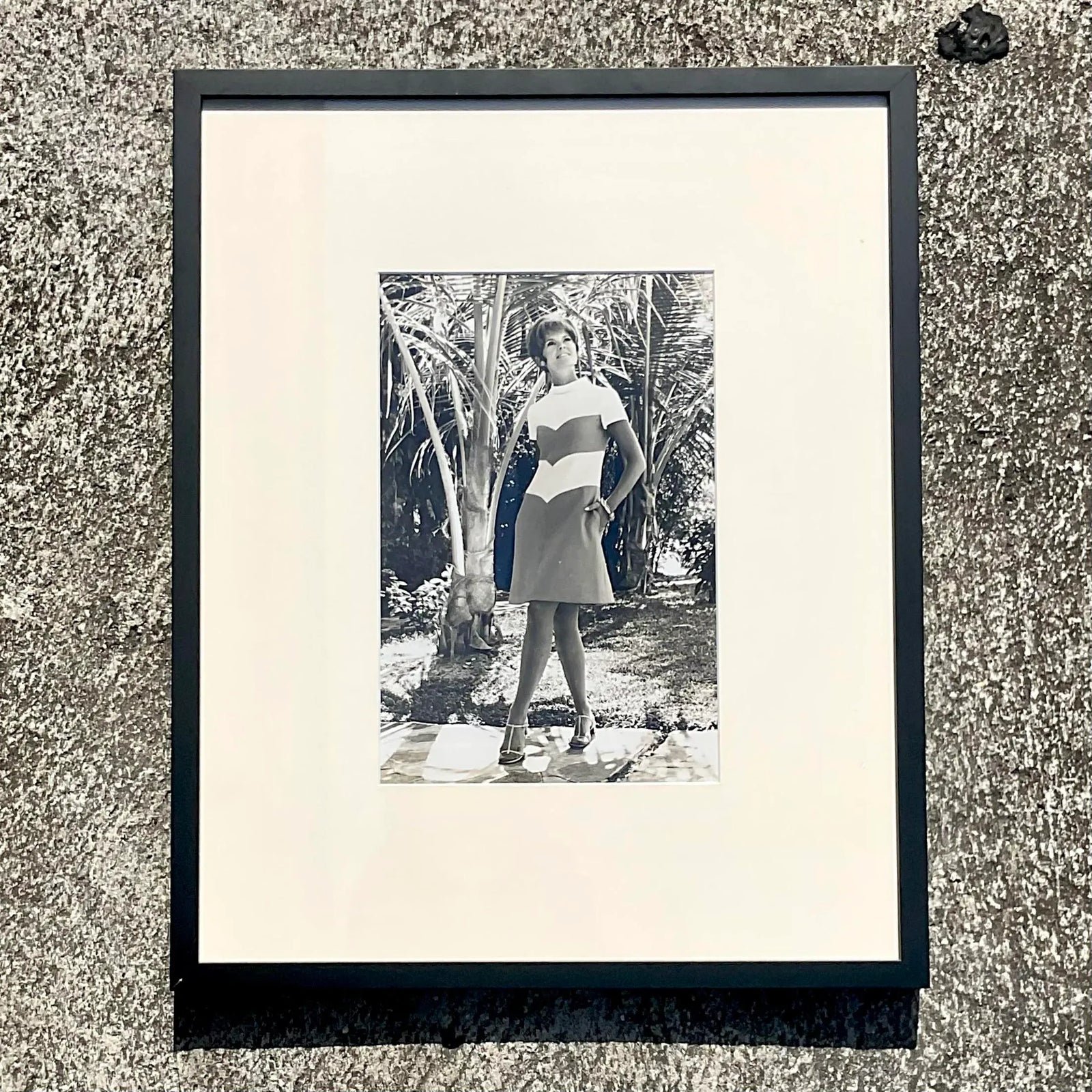 Vintage Boho Black and White 70s Fashion Photograph - Back view