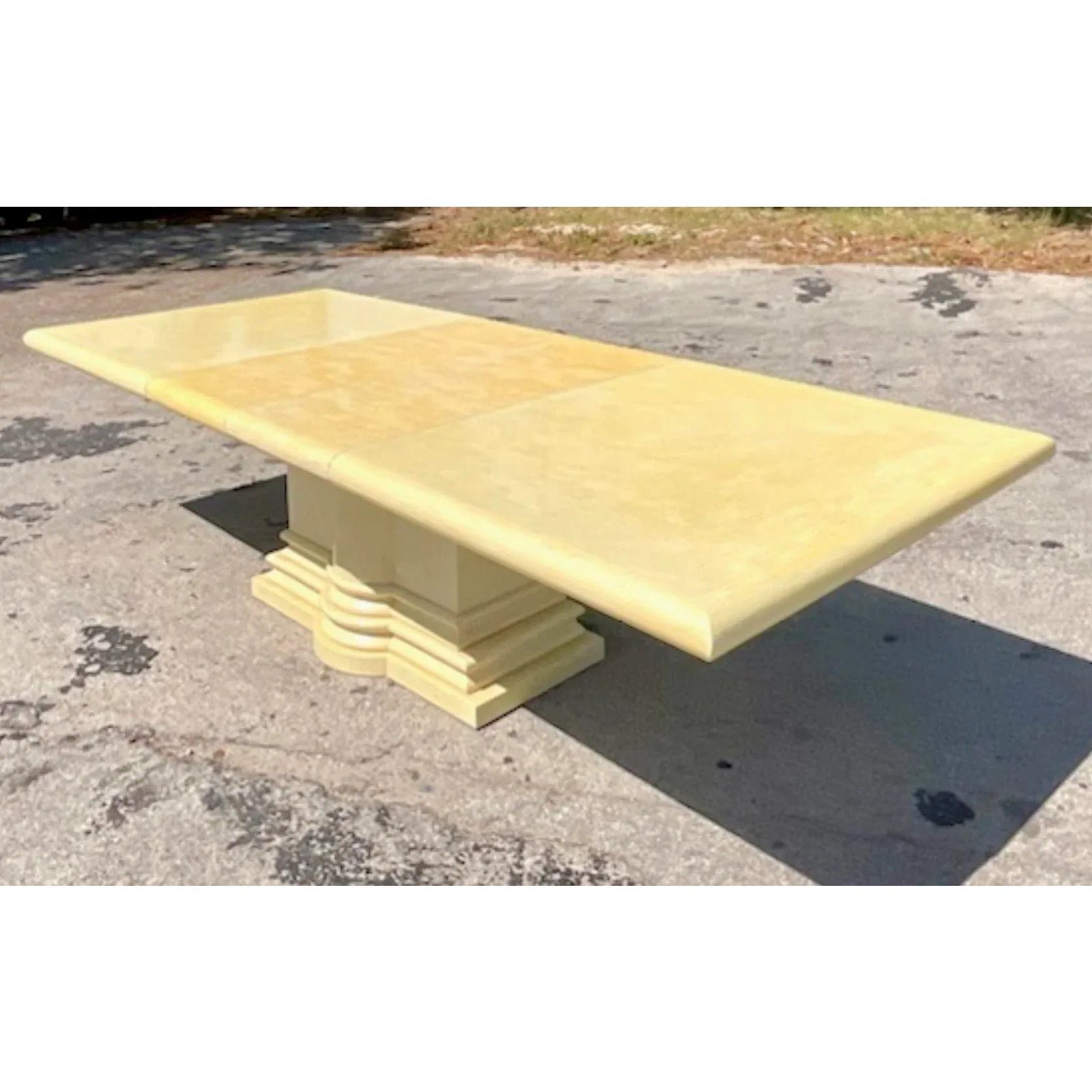 Late 20th Century Vintage Regency Tessellated Bone Dining Table - Side view