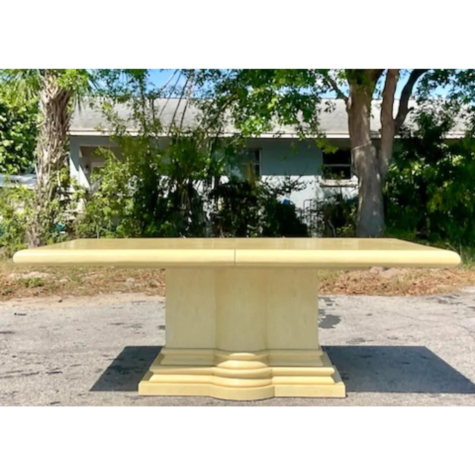 Late 20th Century Vintage Regency Tessellated Bone Dining Table - Top view