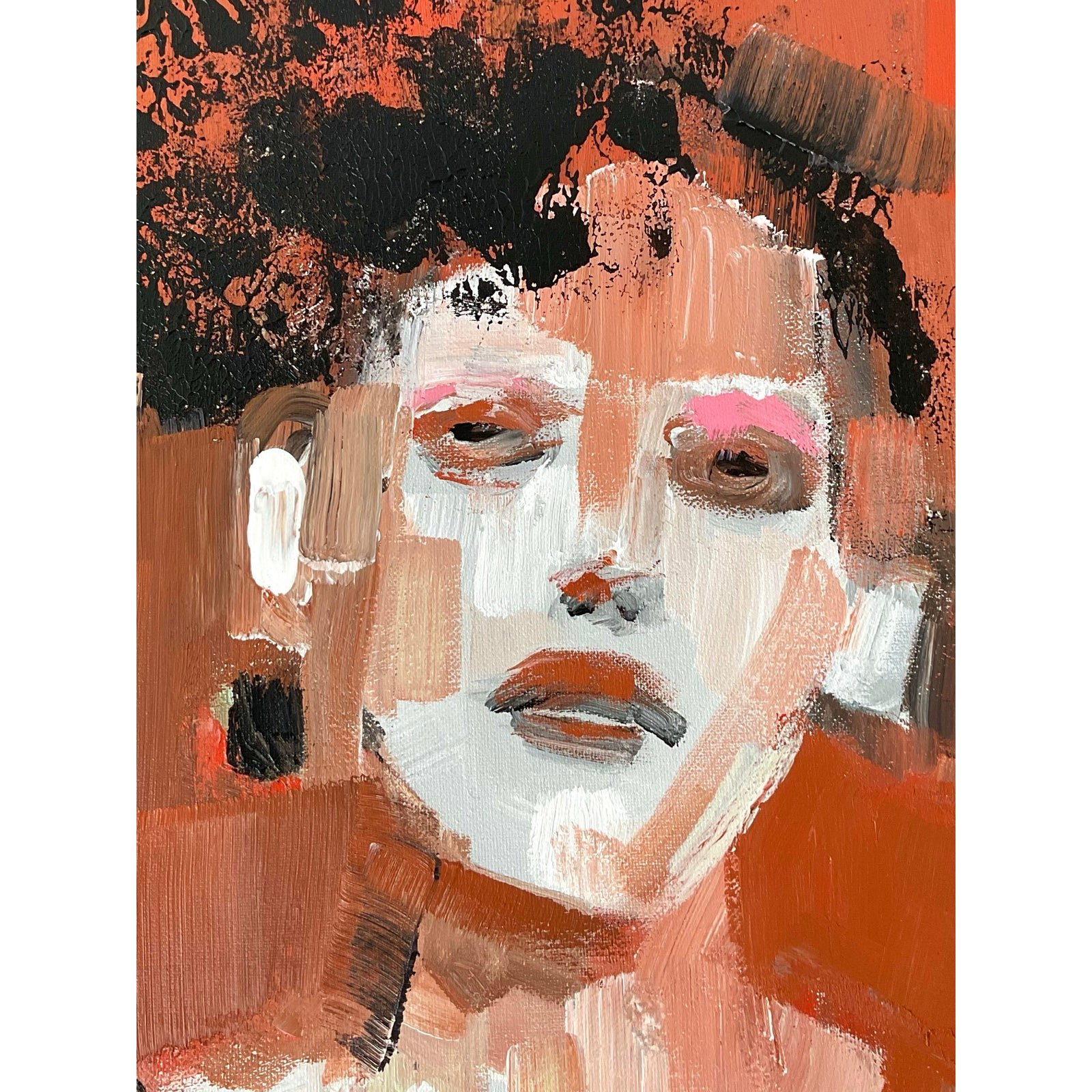 Vintage Original Abstract Expressionist Portrait - Side view