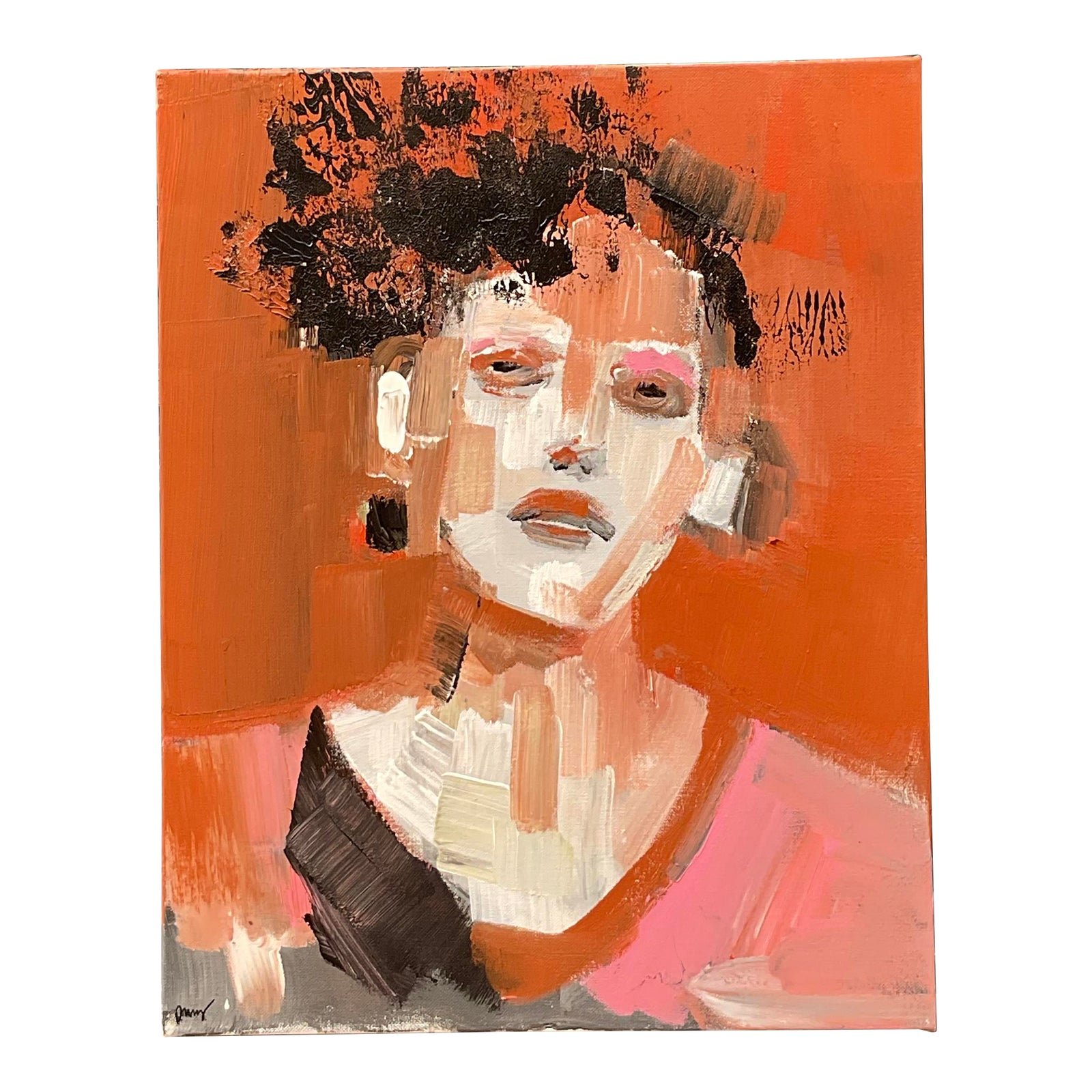 Vintage Original Abstract Expressionist Portrait