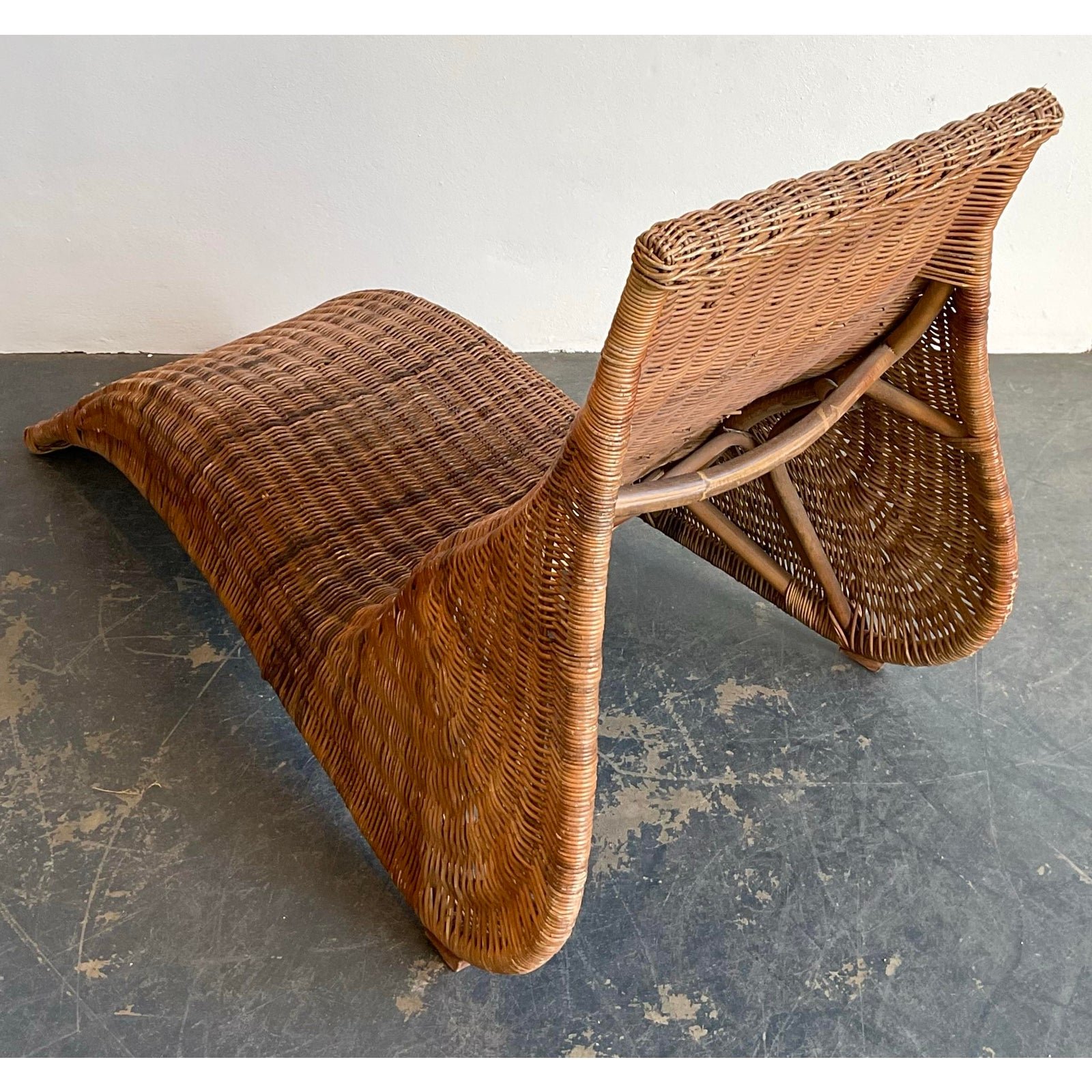 Vintage Woven Rattan Ikea Chaise Lounge - Back view
