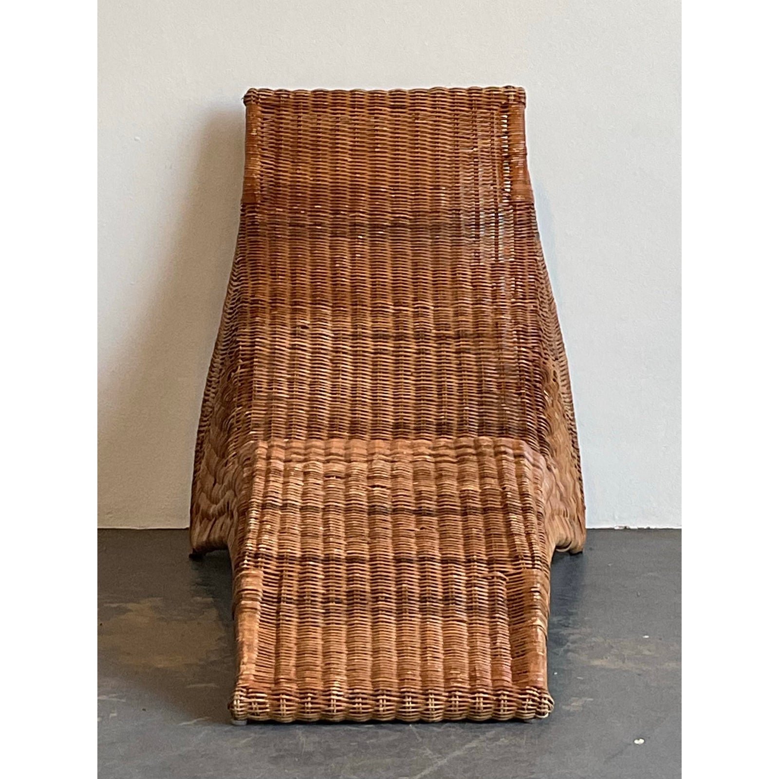 Vintage Woven Rattan Ikea Chaise Lounge - Top view