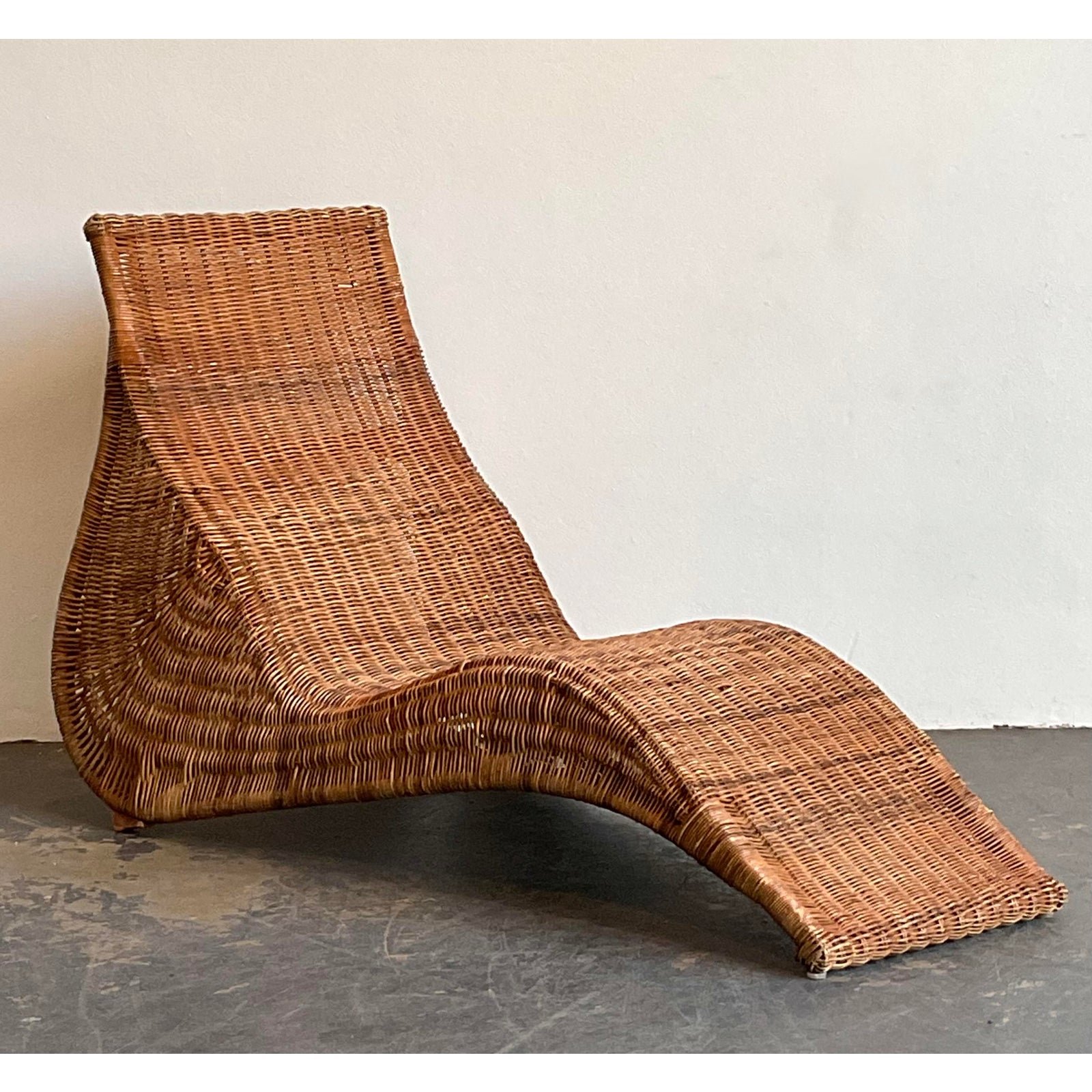 Vintage Woven Rattan Ikea Chaise Lounge - Detail view