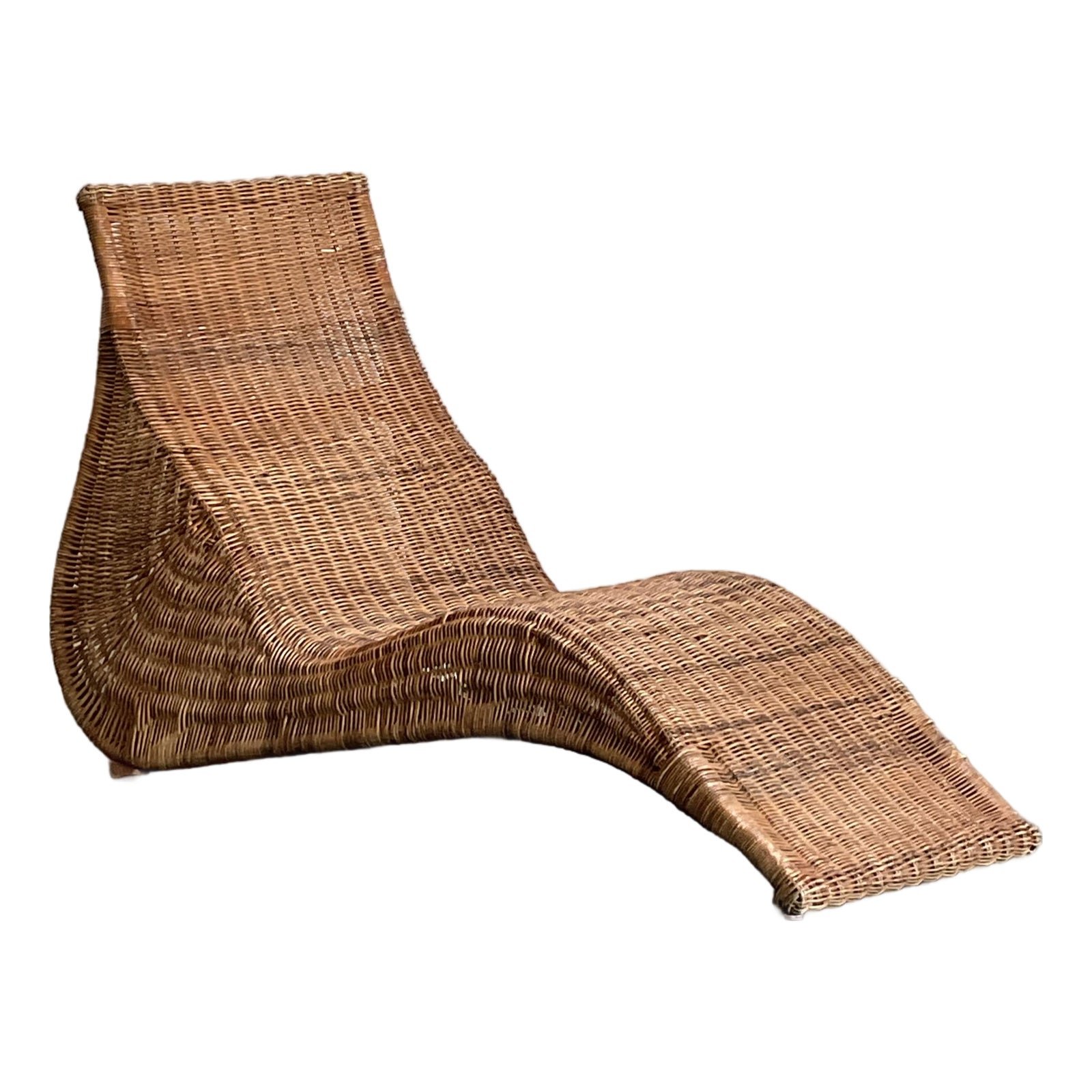 Vintage Woven Rattan Ikea Chaise Lounge