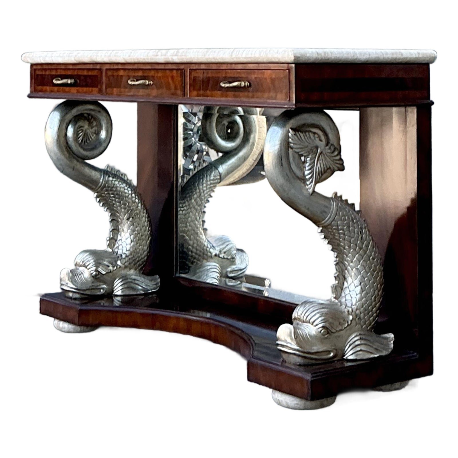 Vintage Maitland Smith Silver Koi Console Table