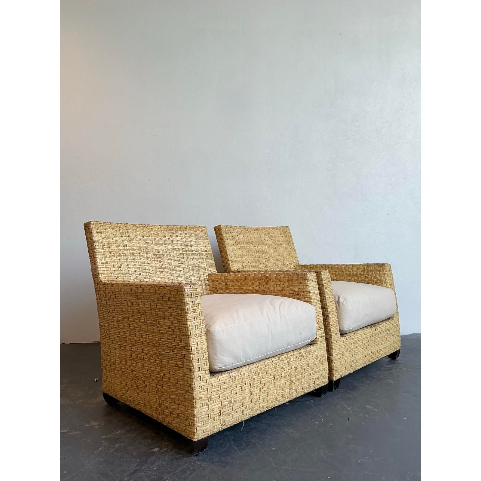 Vintage McGuire Woven Rattan Lounge Chairs - A Pair - Detail view