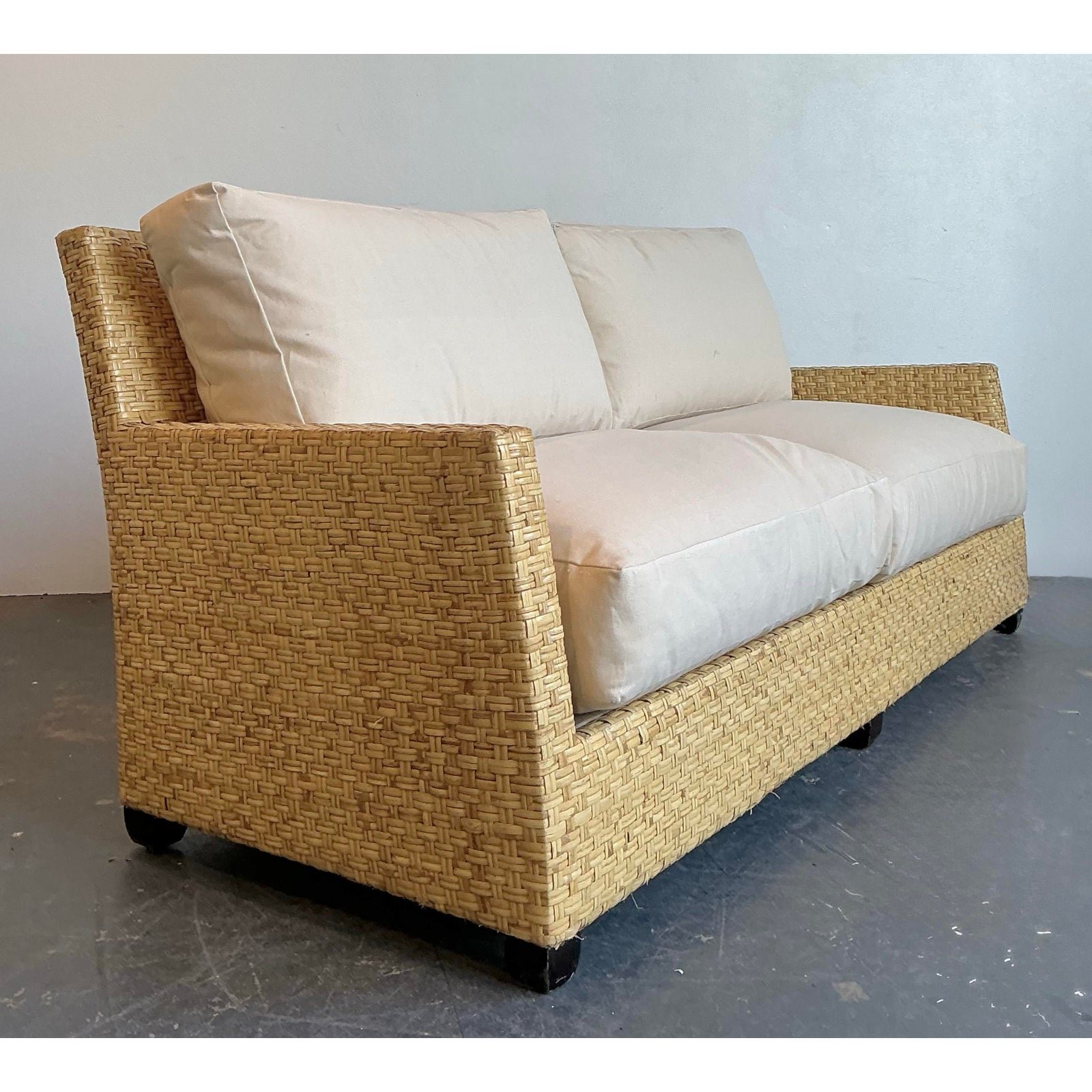 Vintage McGuire Woven Rattan Sofa - Detail view