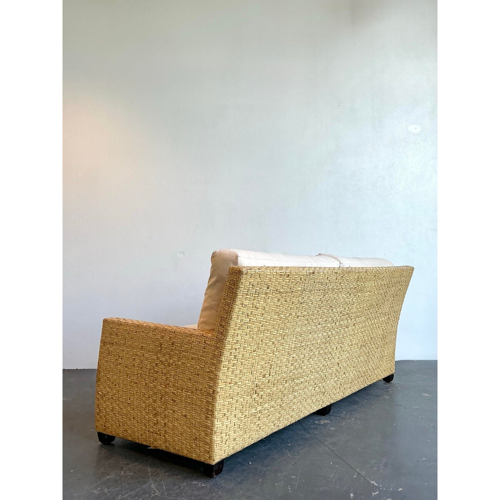Vintage McGuire Woven Rattan Sofa - Back view