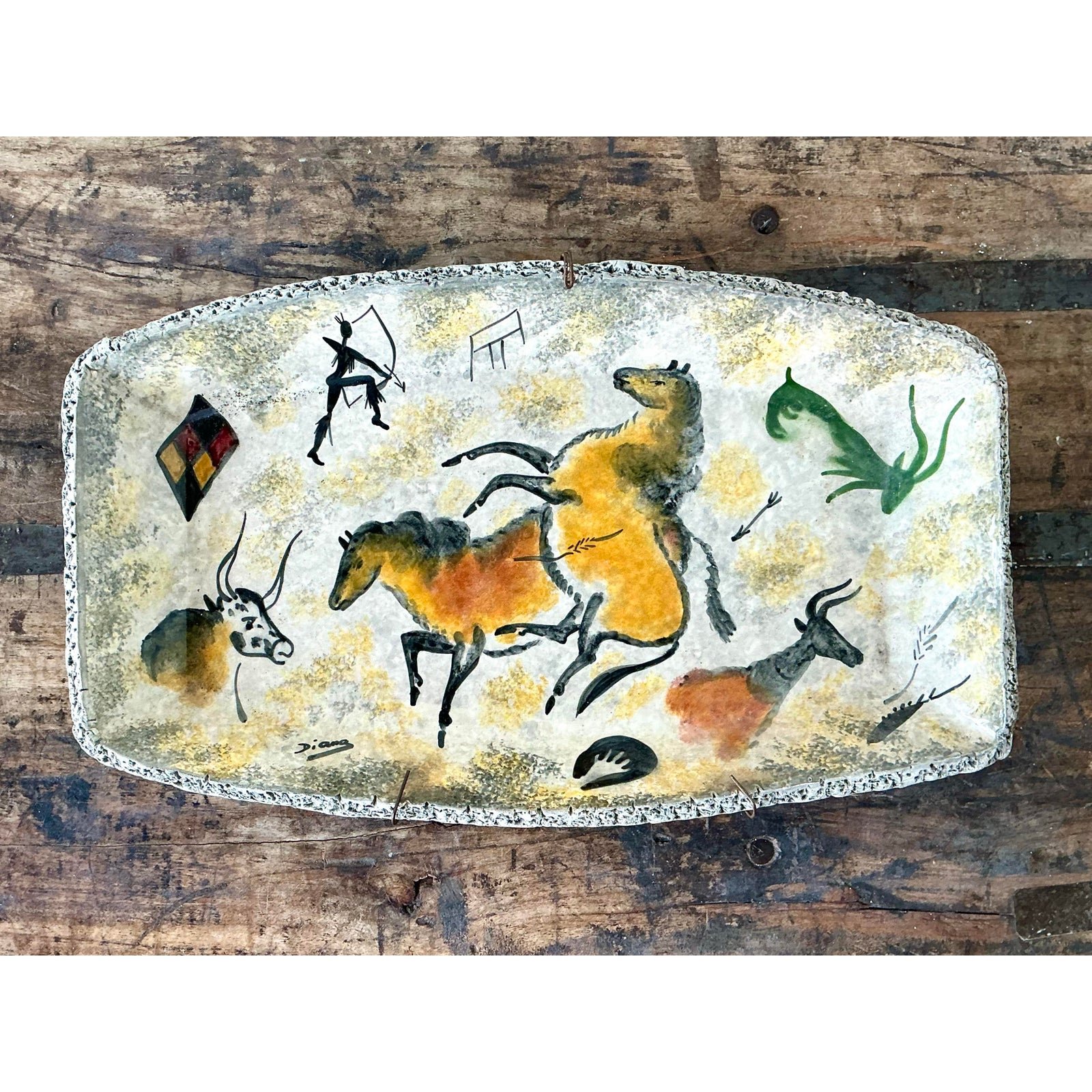 Vintage Lascaux Cave Painting Bowl - Side view