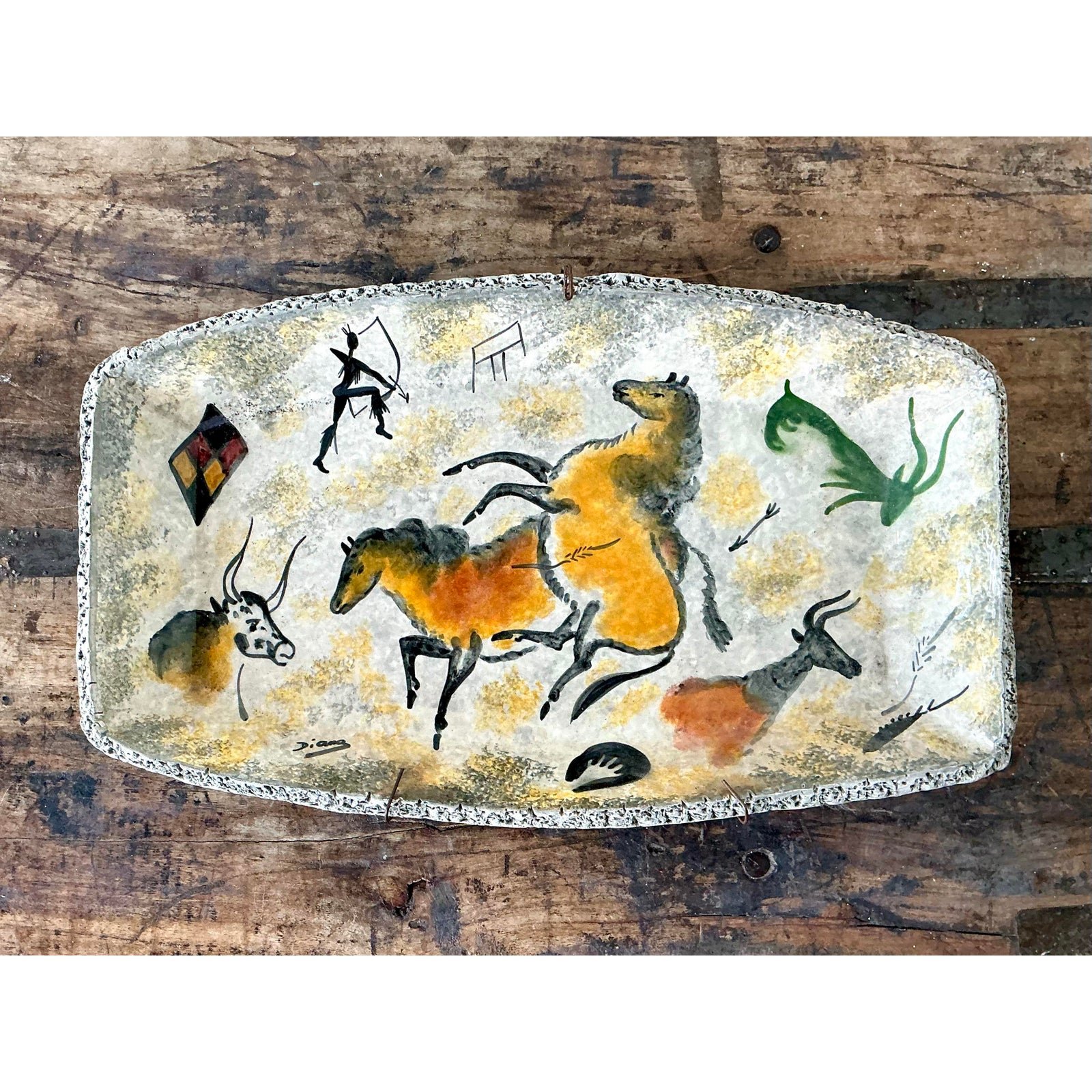 Vintage Lascaux Cave Painting Bowl - Back view