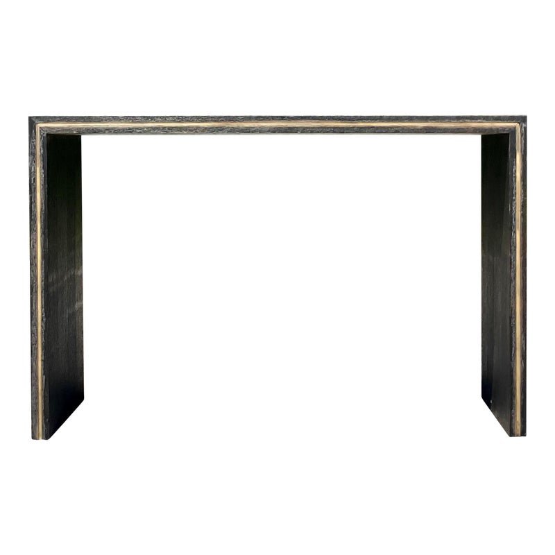 Mid 20th Century Vintage Contemporary Custom Brass Inlay Console Table