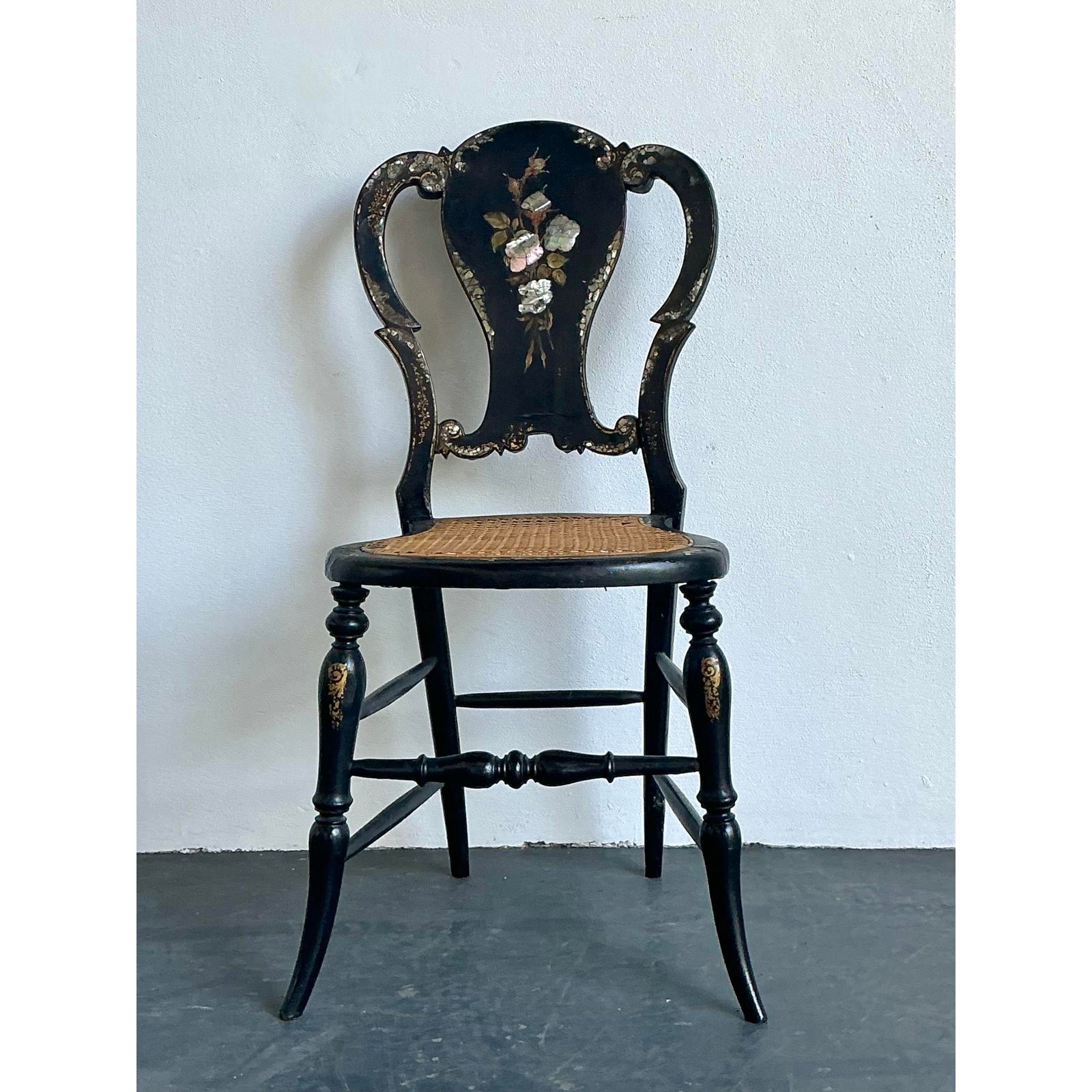 Vintage Paper Mache Inlay Chair - Side view