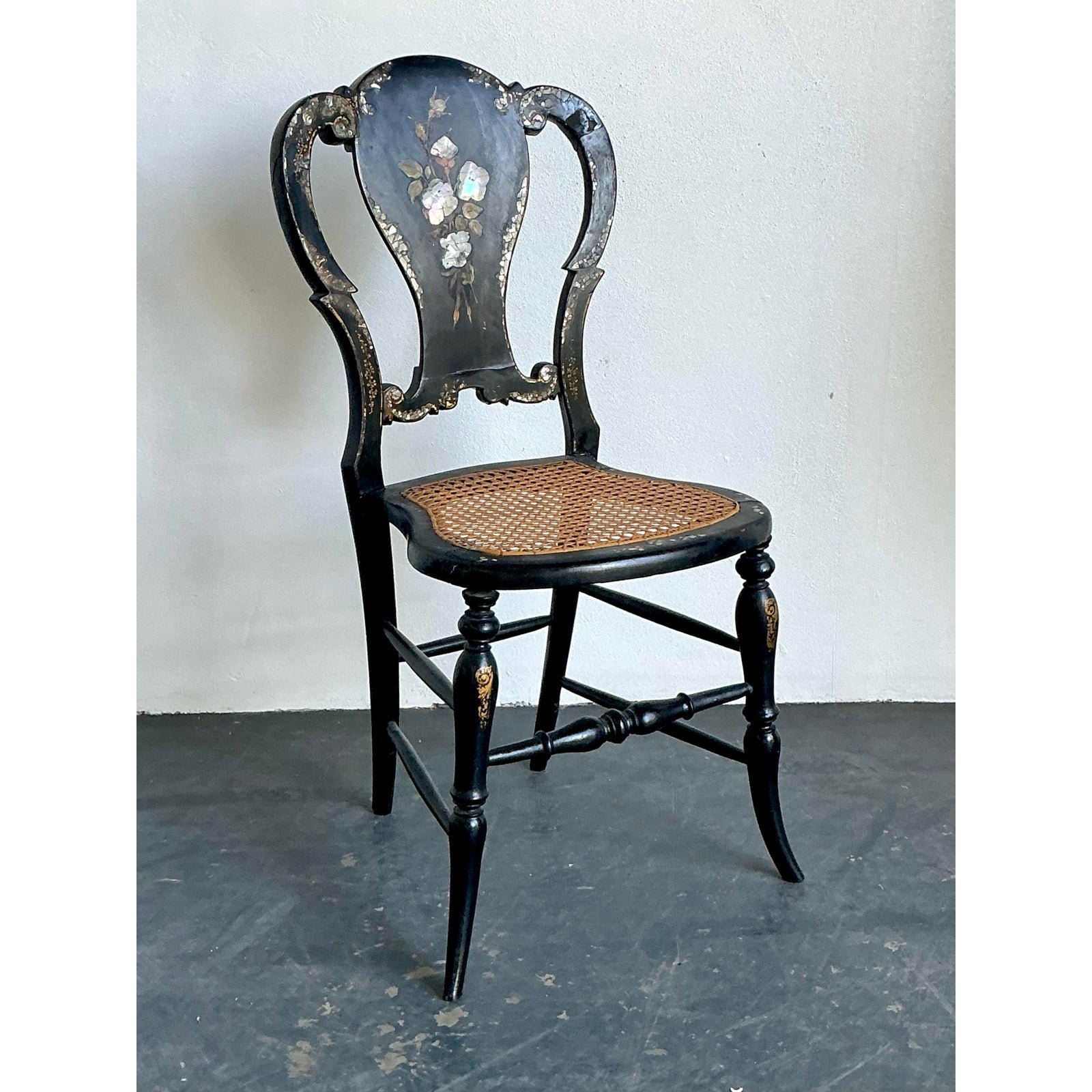 Vintage Paper Mache Inlay Chair - Detail view