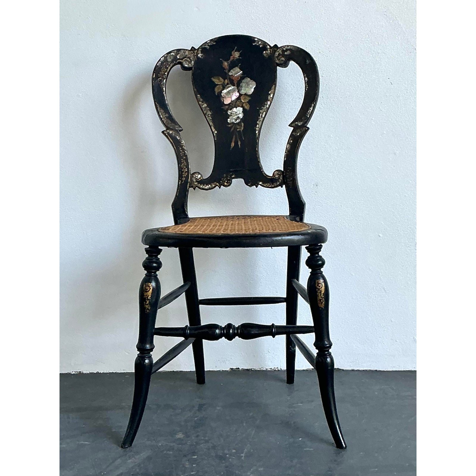 Vintage Paper Mache Inlay Chair - Back view