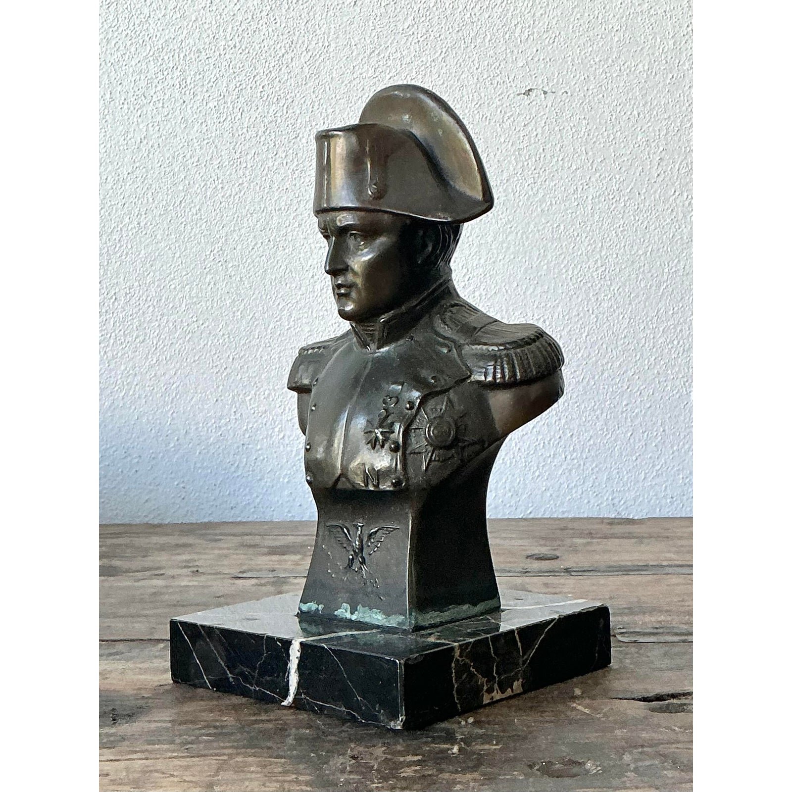 Vintage Patinated Bronze Bust of Napoleon - Top view