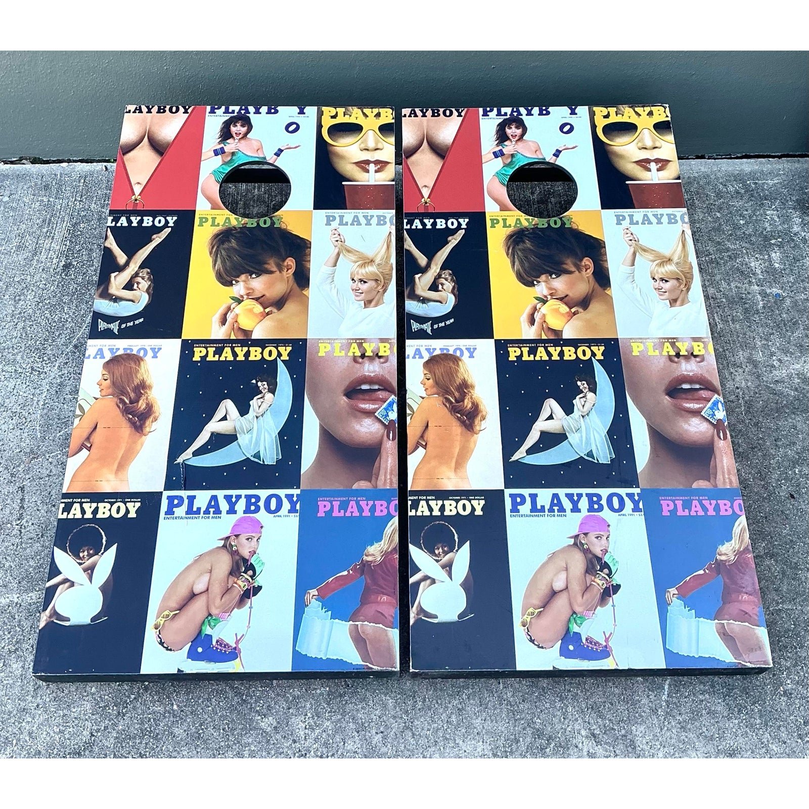 Vintage Playboy Cornhole Games - Set of 2 - Back view