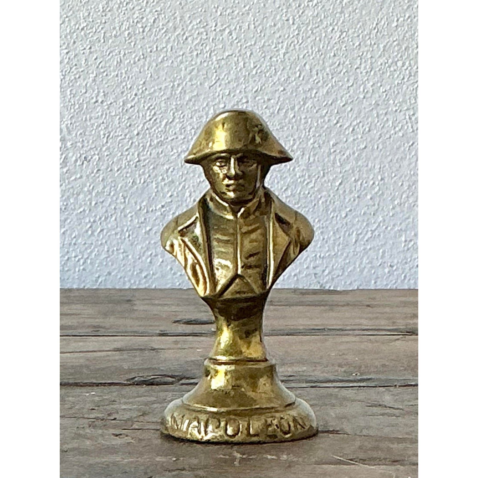 Vintage Brass Bust of Napoleon Paperweight - Top view